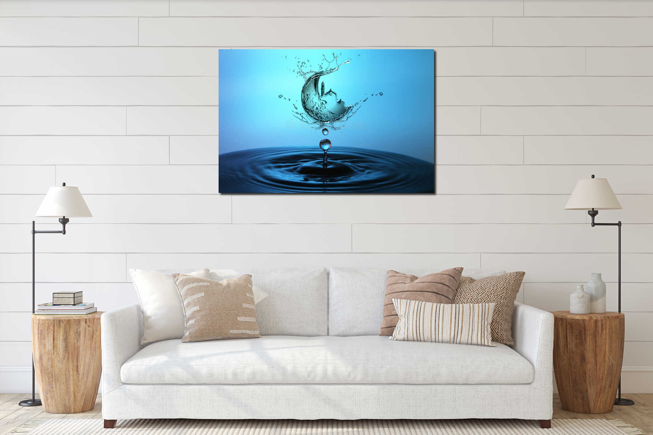 Ramadan Kareem and Eid Mubarak Greetings with water splash interior mockup