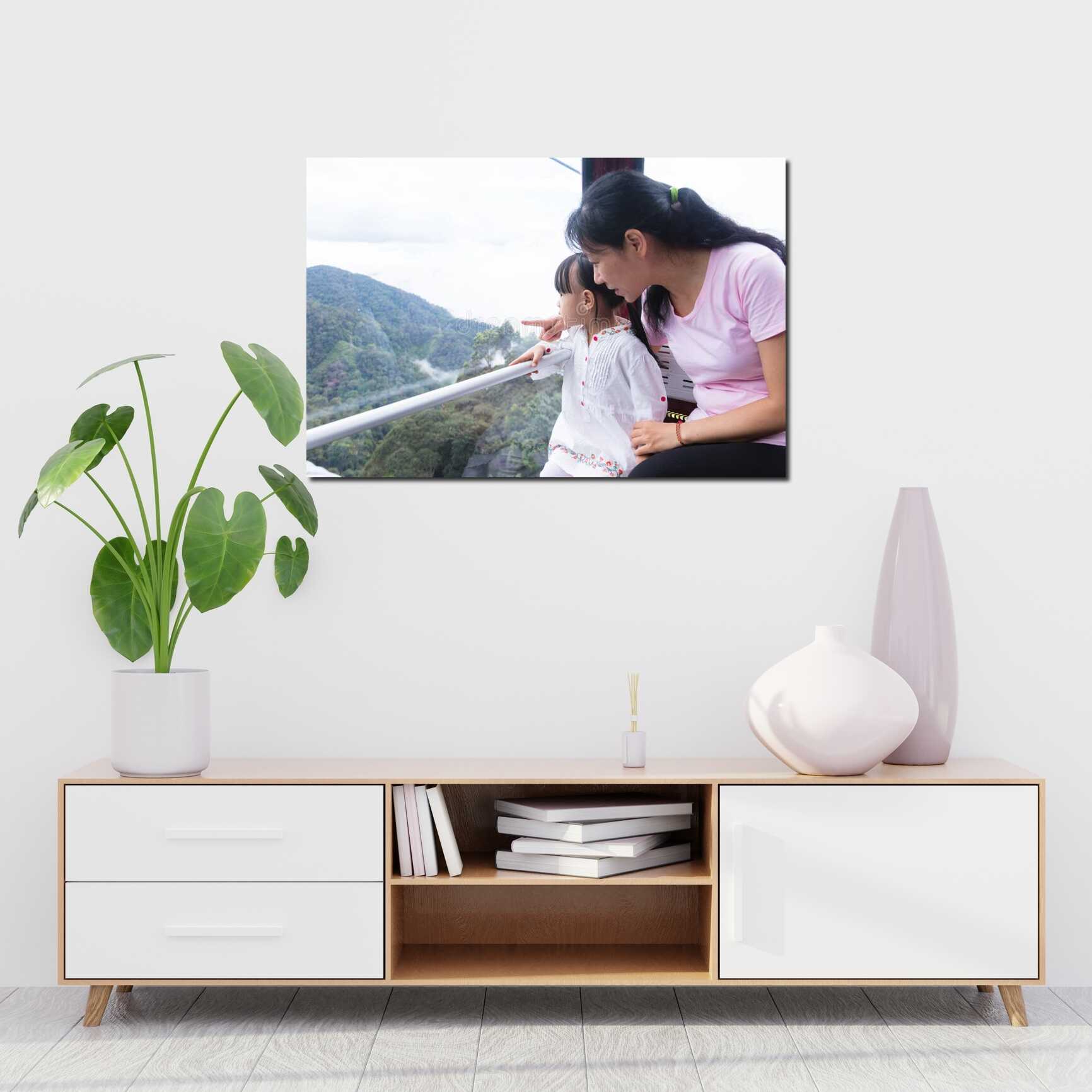 Canvas above sofa for size context