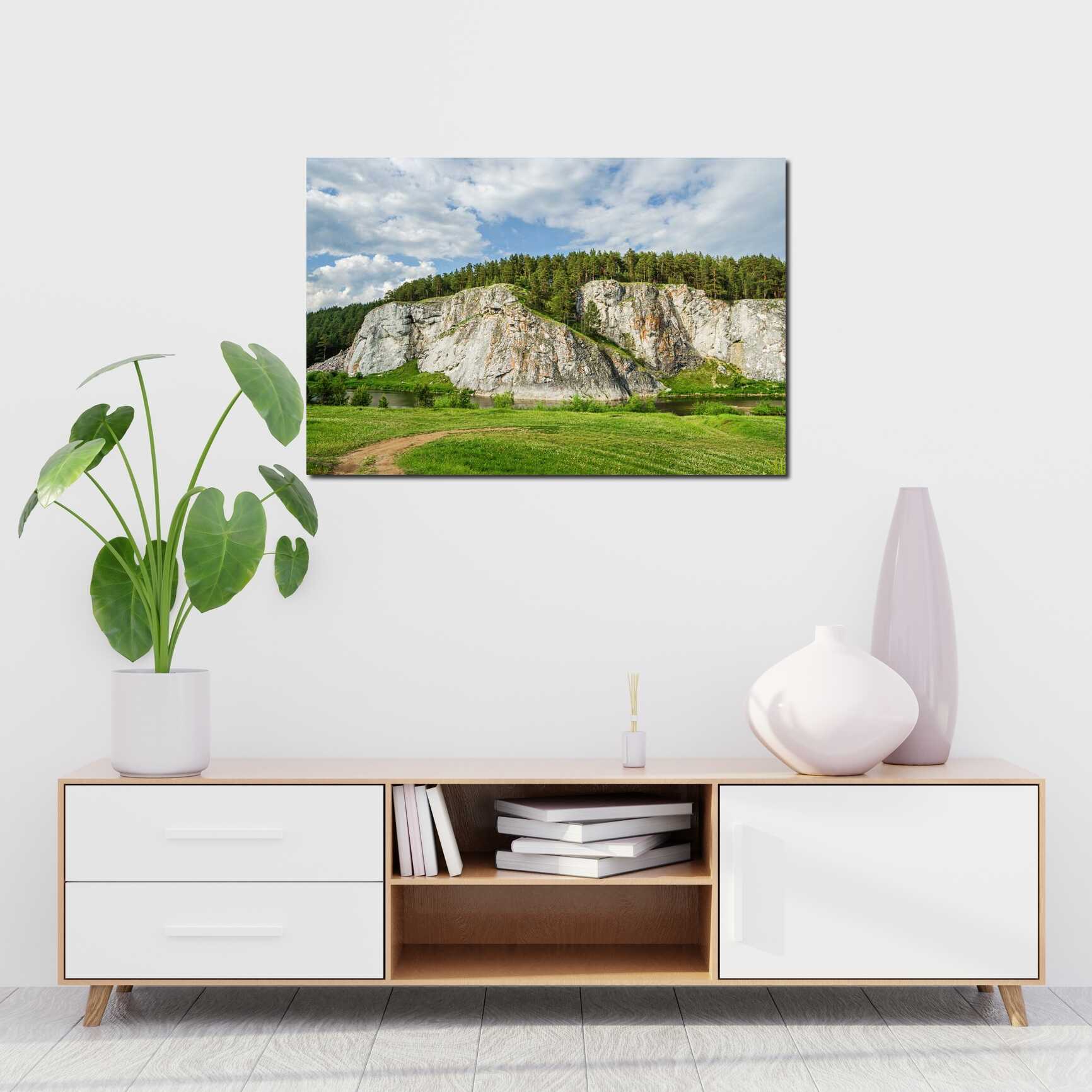 Canvas above sofa for size context