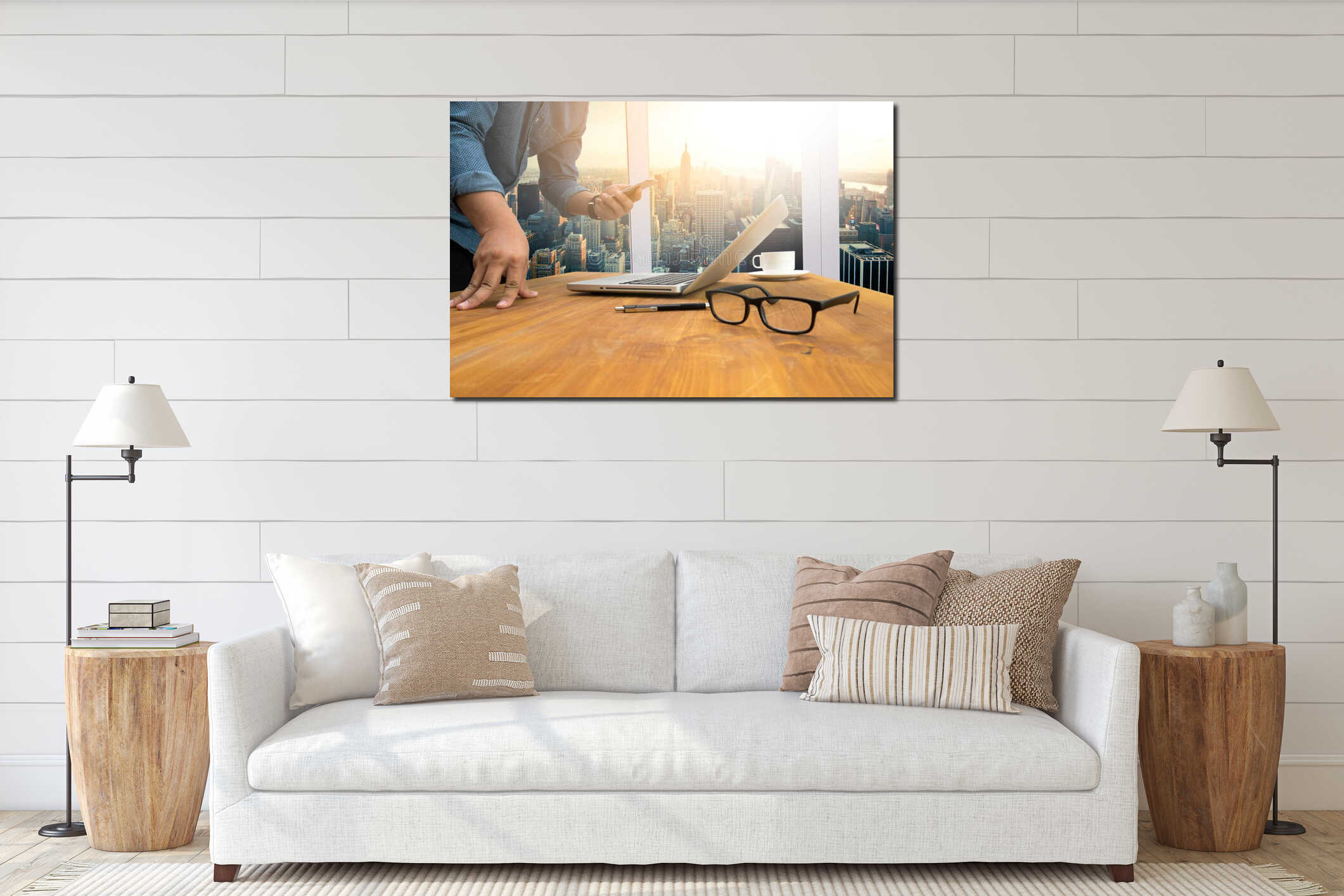 Canvas hanging interior mockup