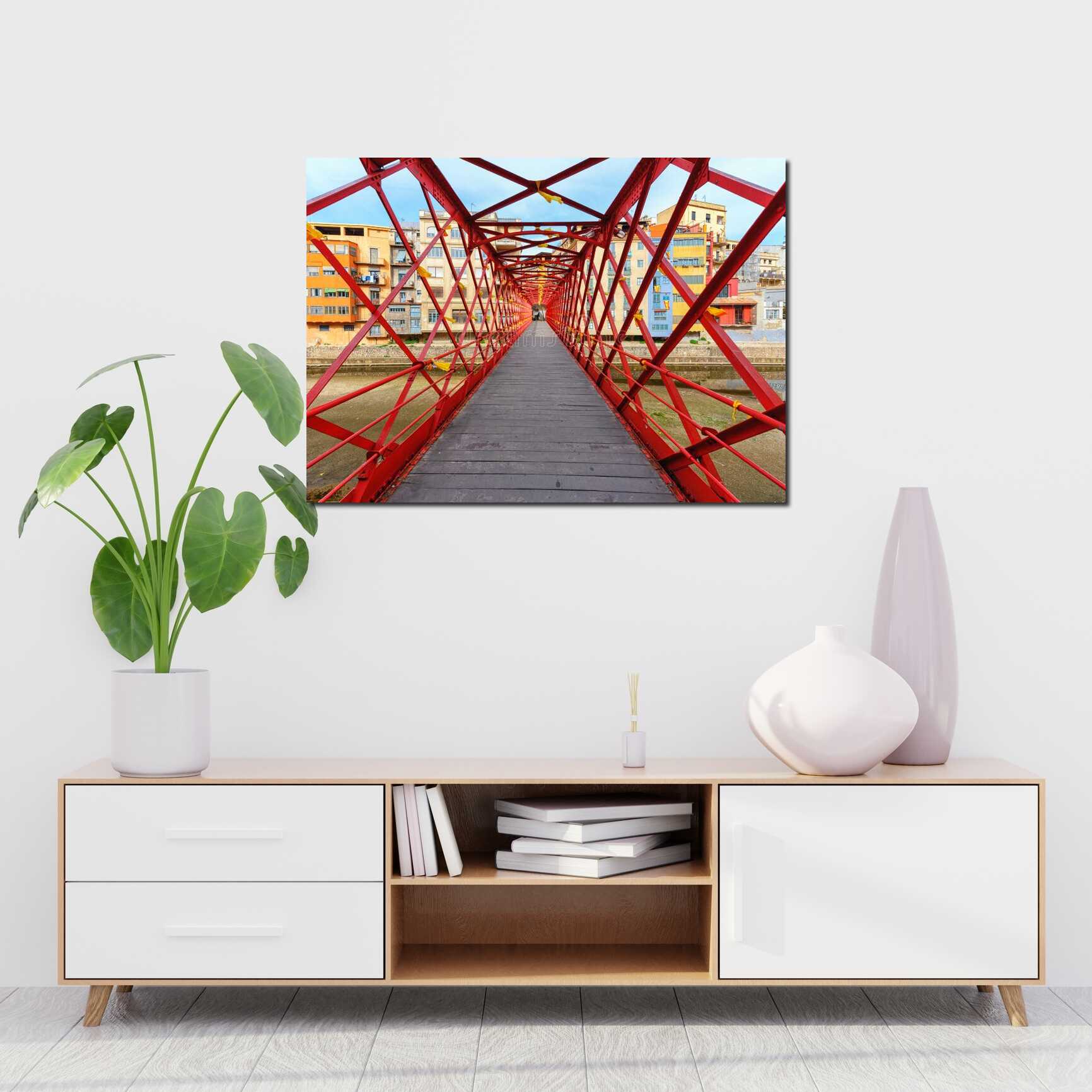 Canvas above sofa for size context