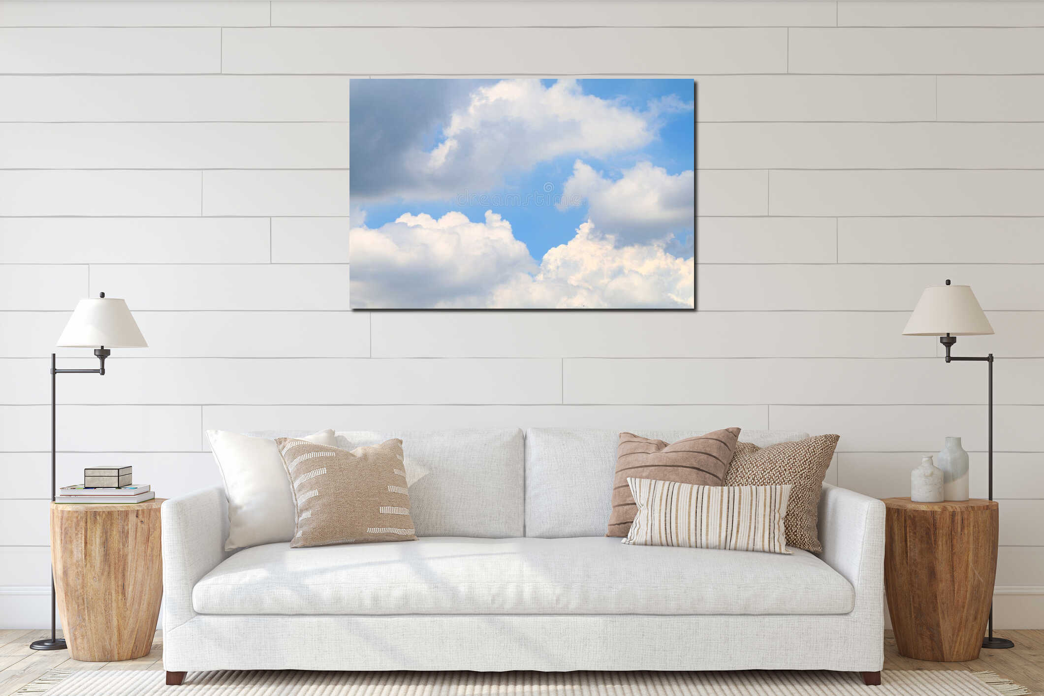 Sky, sky with fluffy clouds big, sky blue cloud background, cloud scape sky clear interior mockup