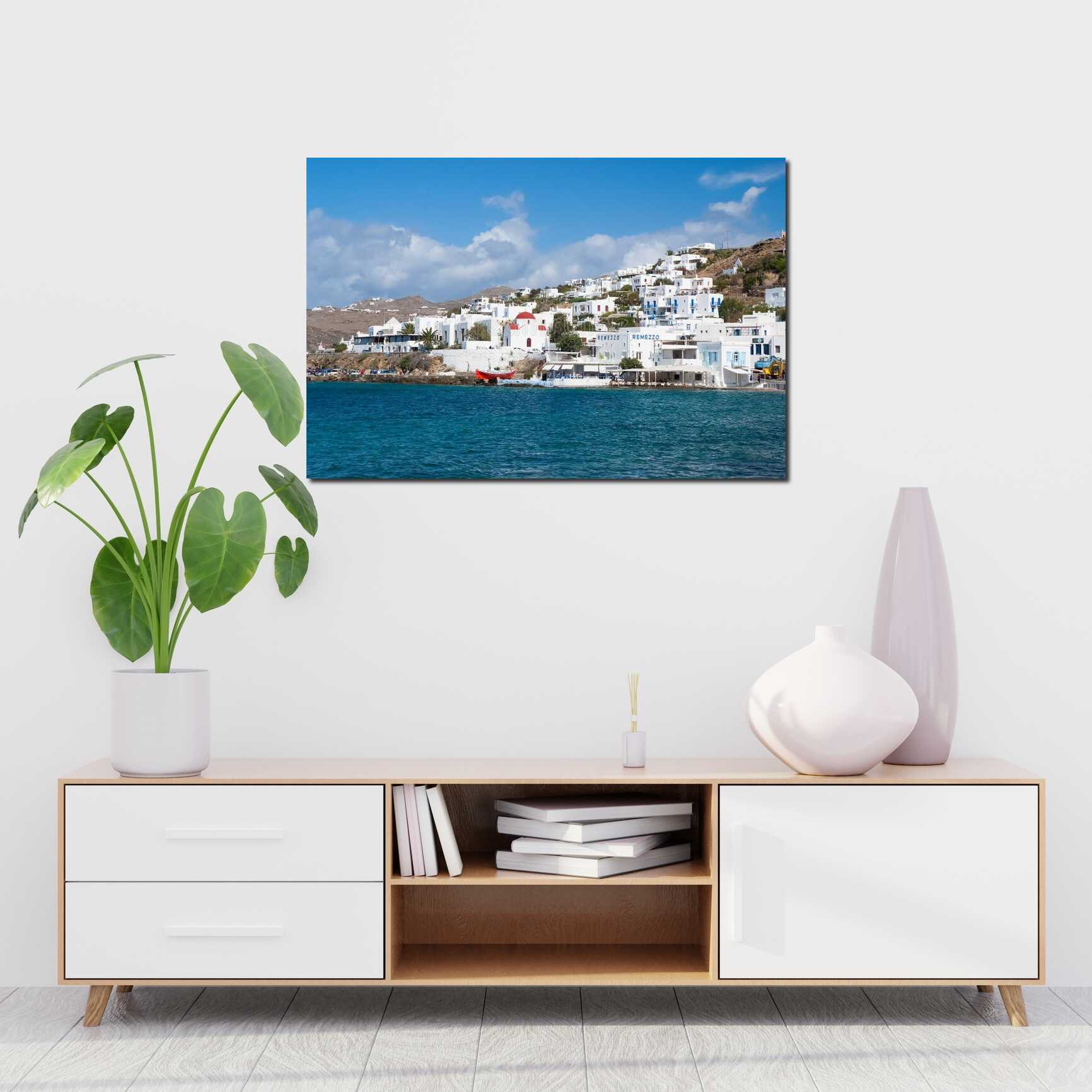 Canvas above sofa for size context