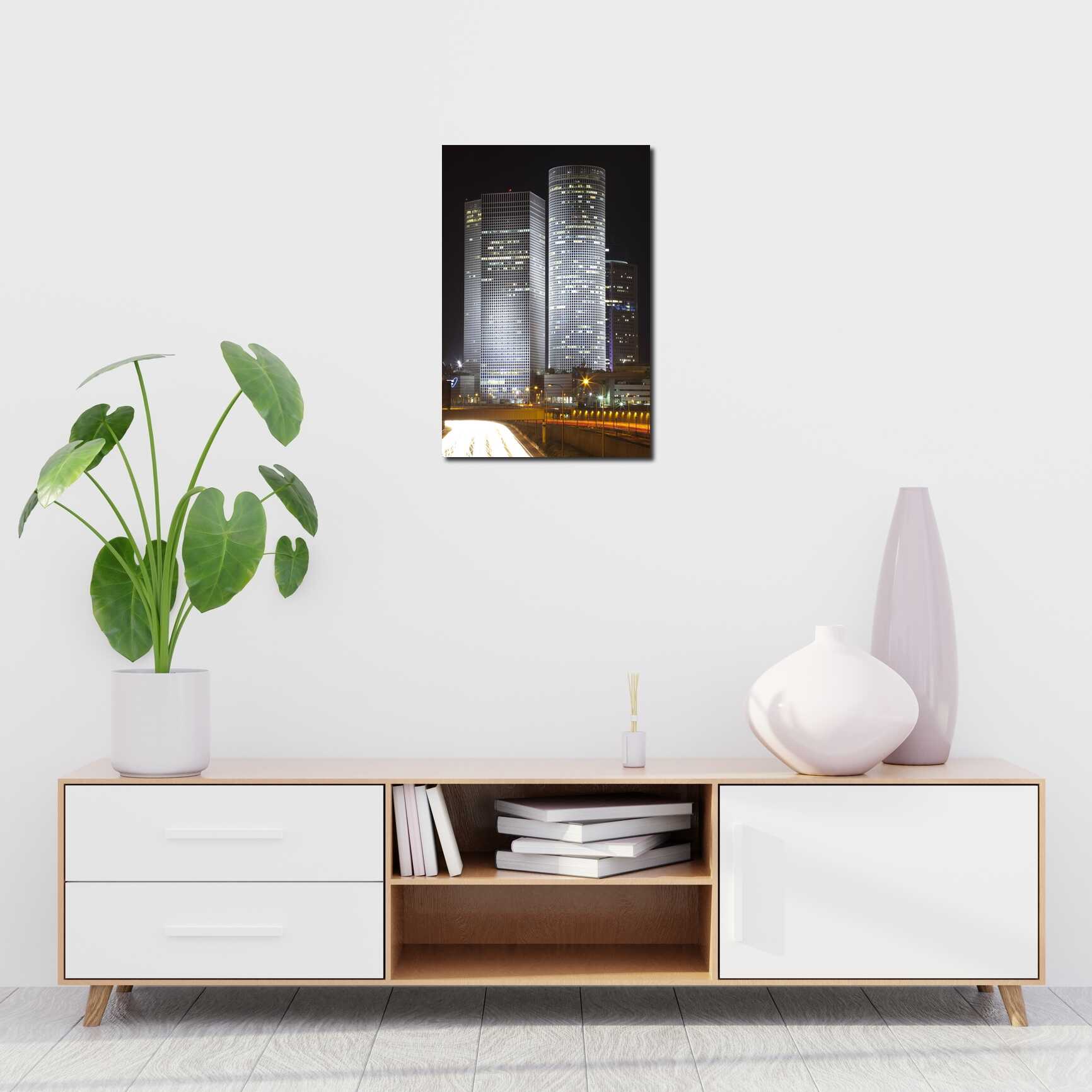 Canvas above sofa for size context