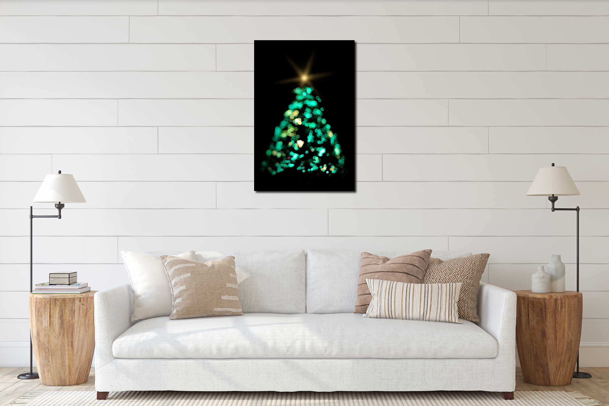 Abstract Christmas tree interior mockup