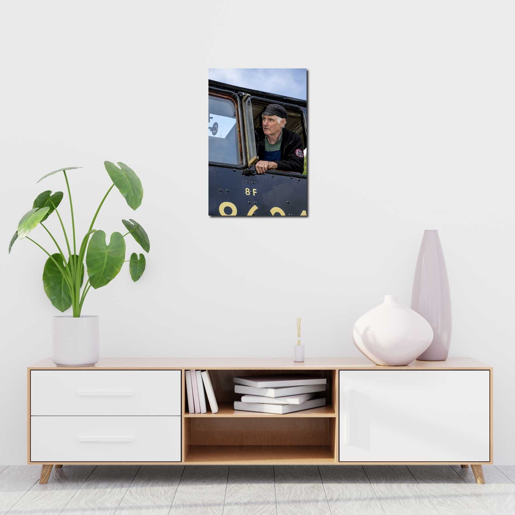 Canvas above sofa for size context