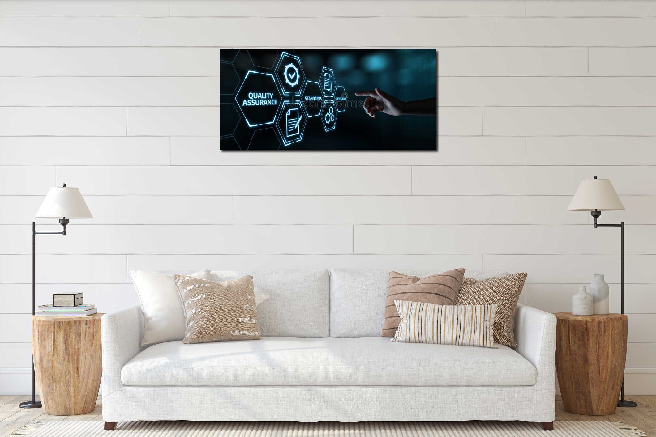 Canvas hanging interior mockup
