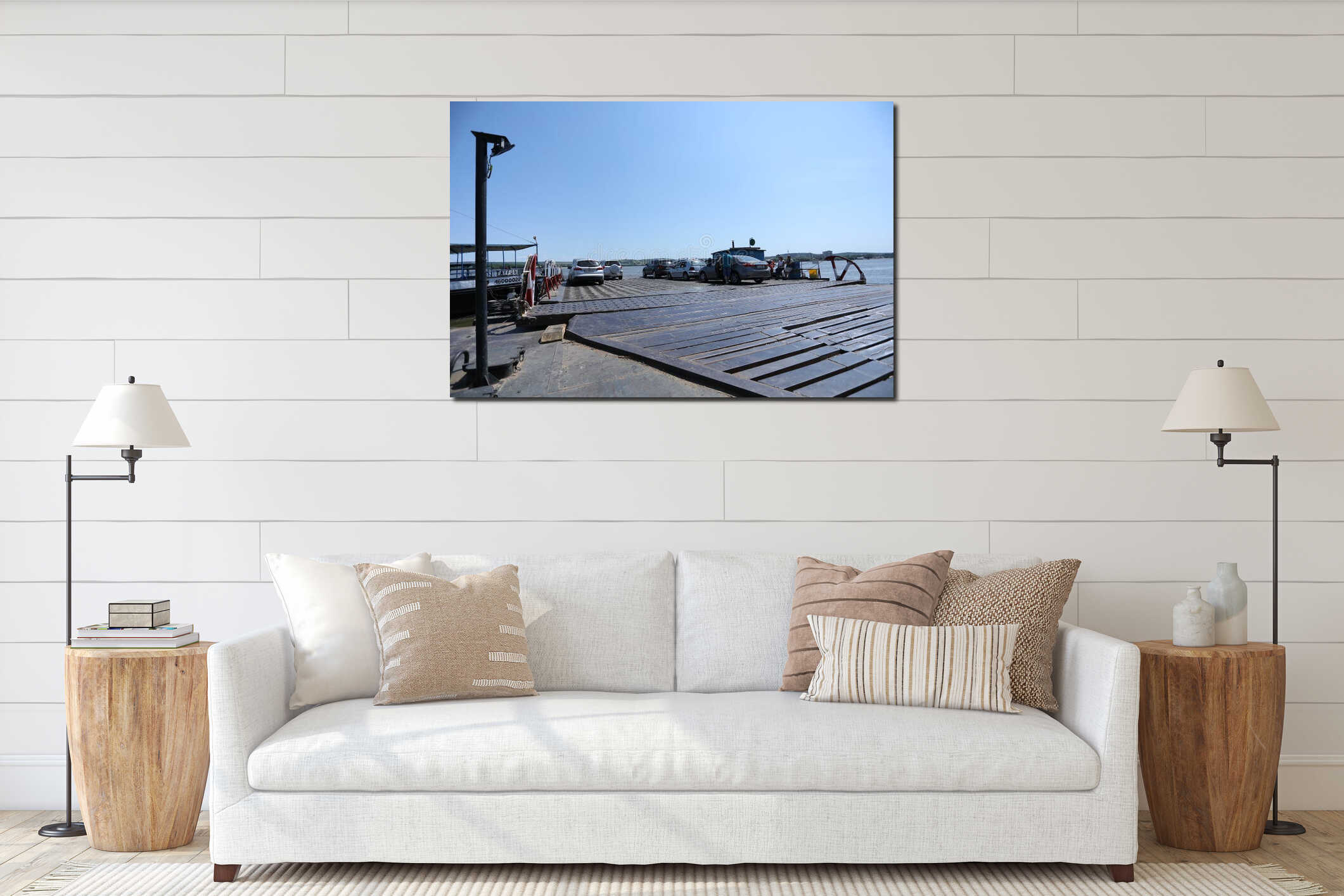 Cars on the ferry interior mockup