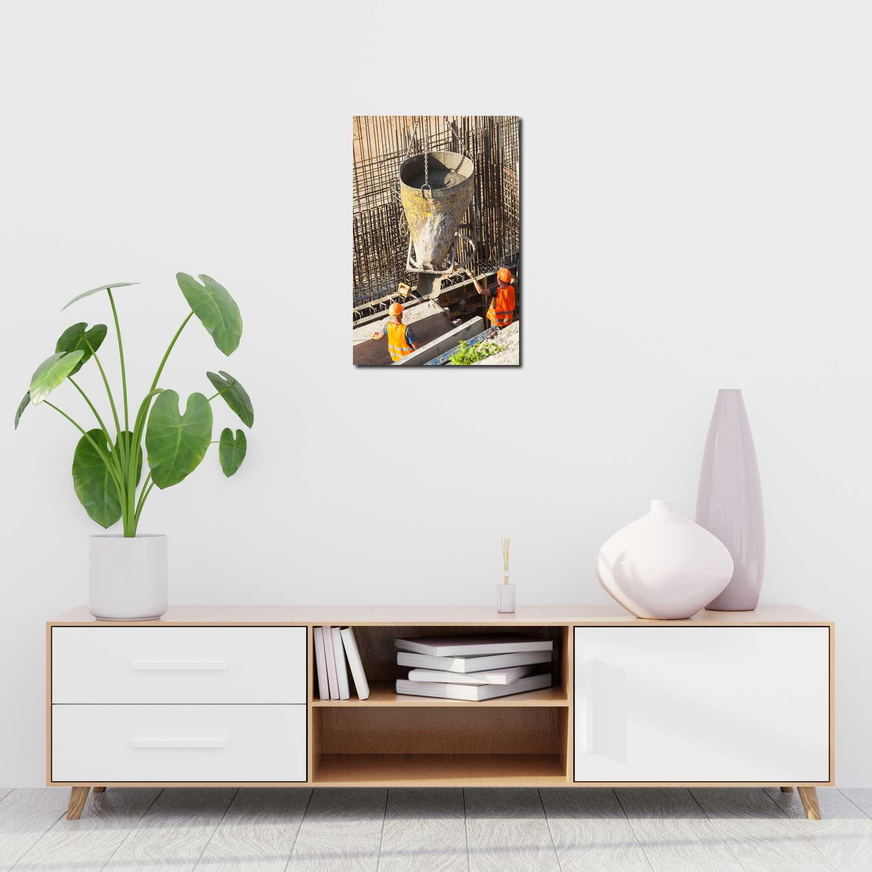 Canvas above sofa for size context