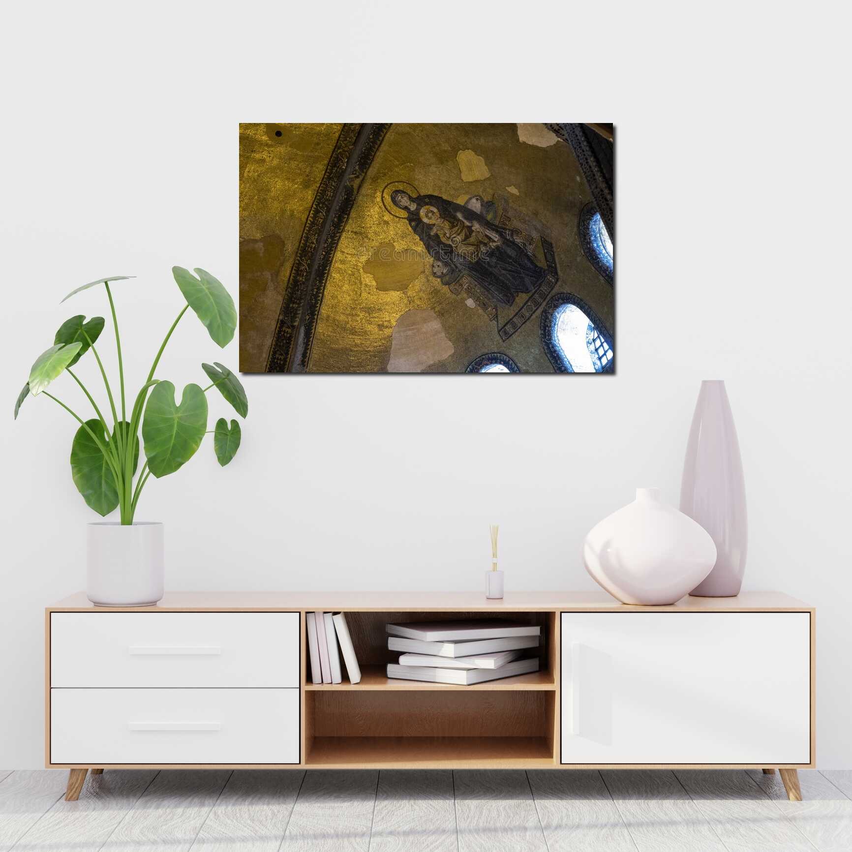 Canvas above sofa for size context