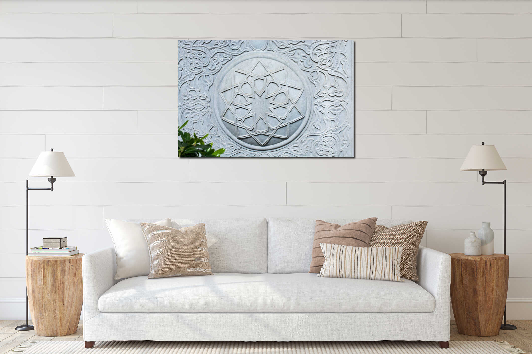 Ottoman marble carving art detail interior mockup