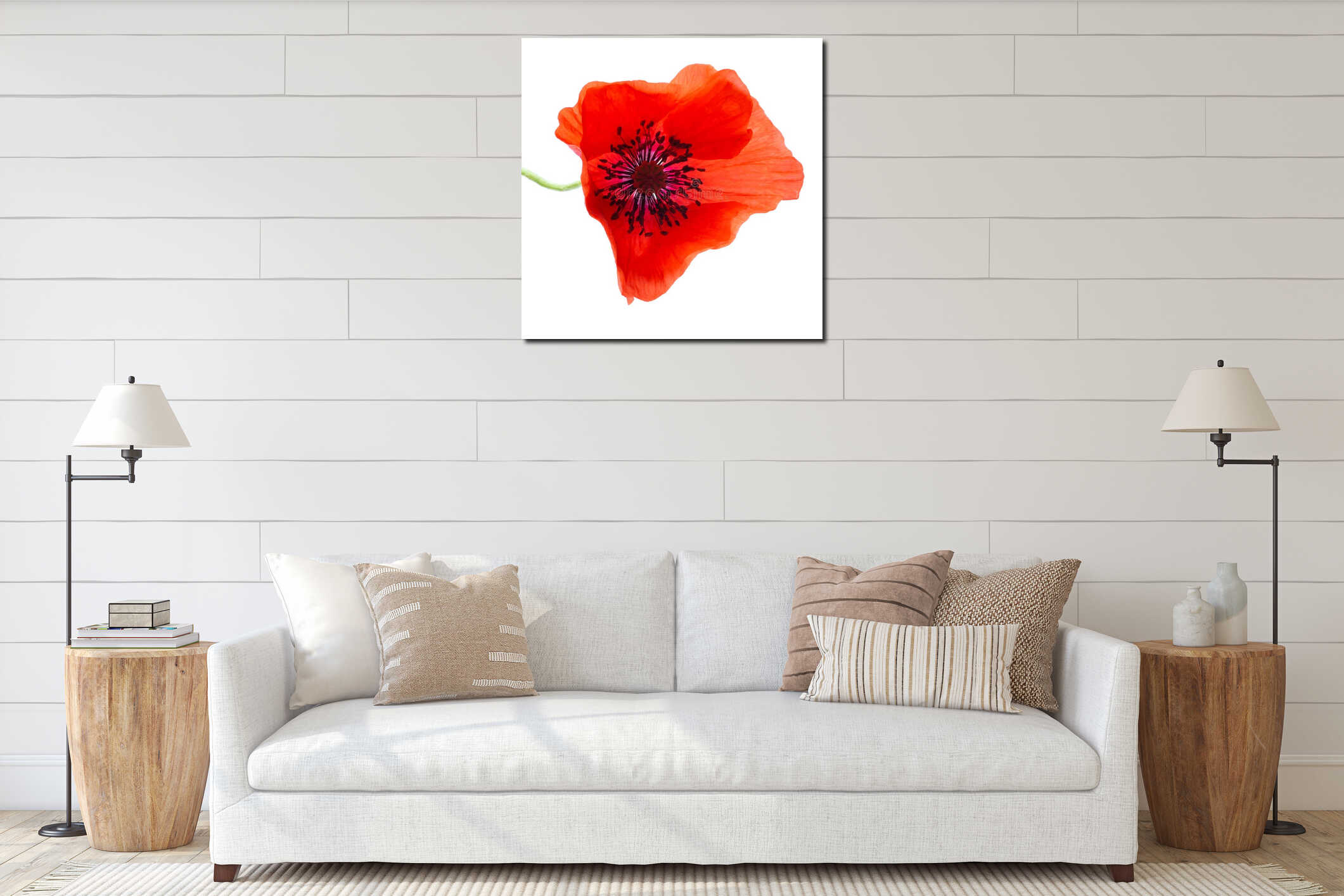 One red poppy interior mockup