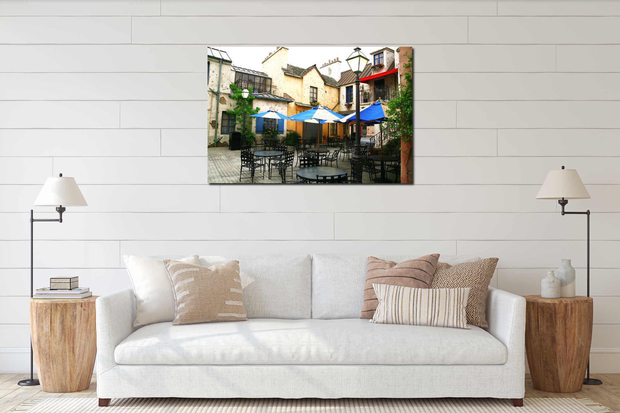 European street cafe interior mockup