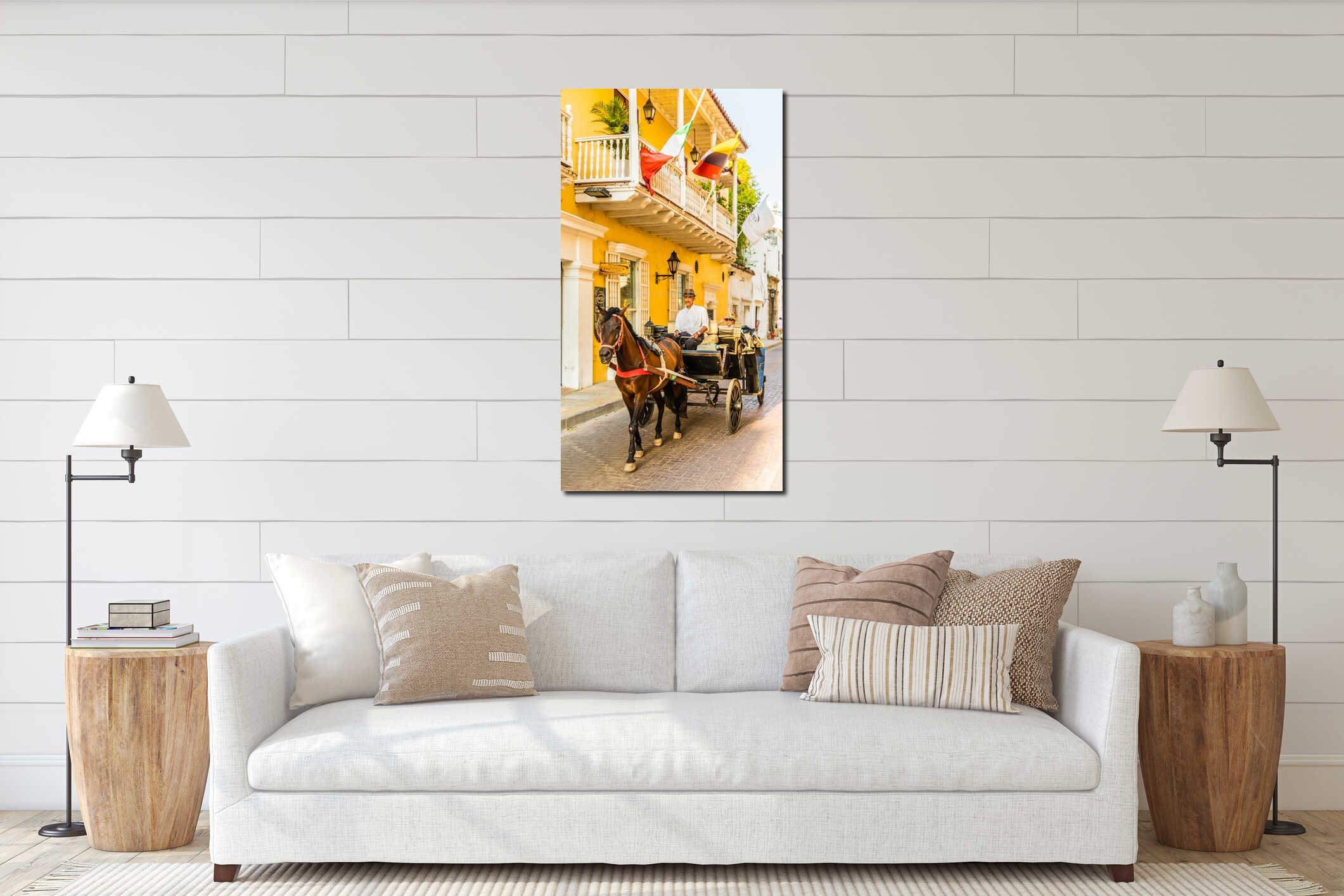 A typical view of Cartagena Colombia. interior mockup