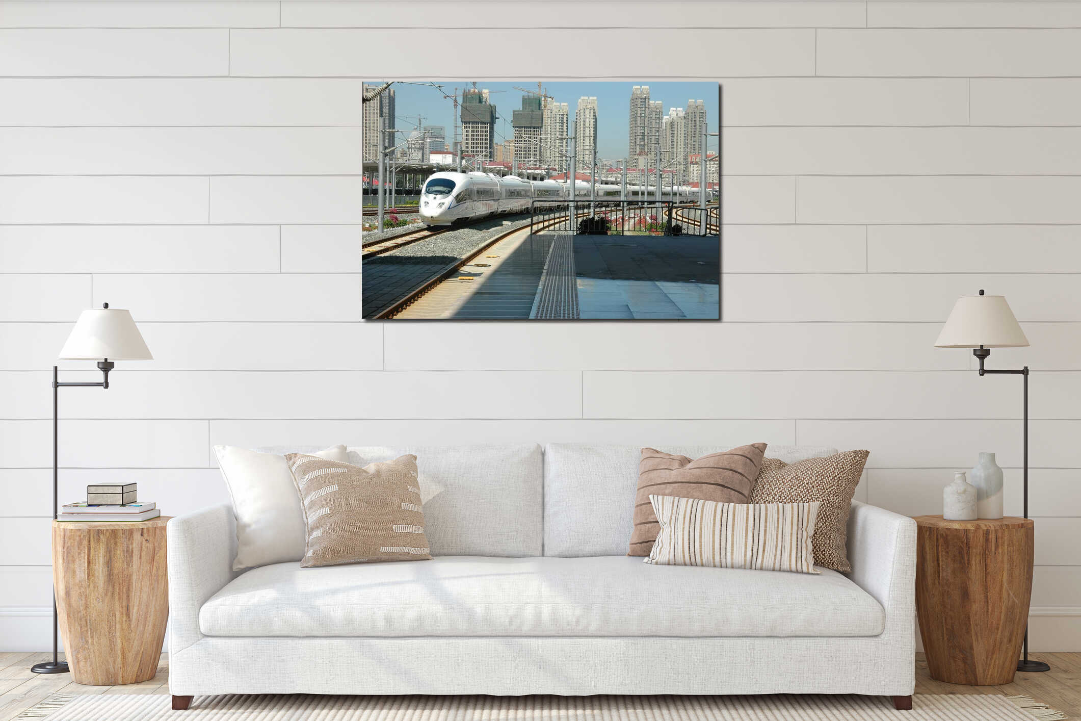 Canvas hanging interior mockup