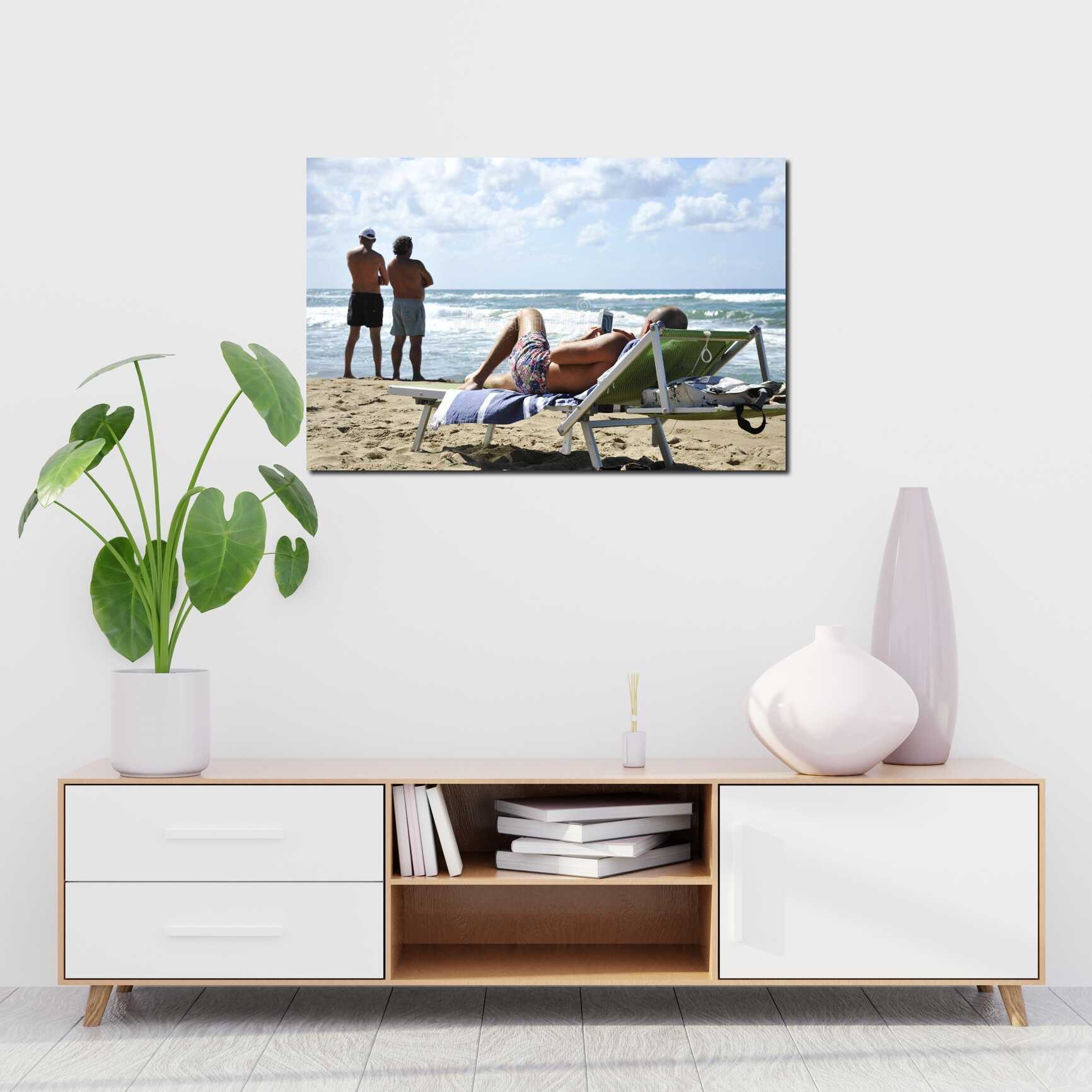 Canvas above sofa for size context