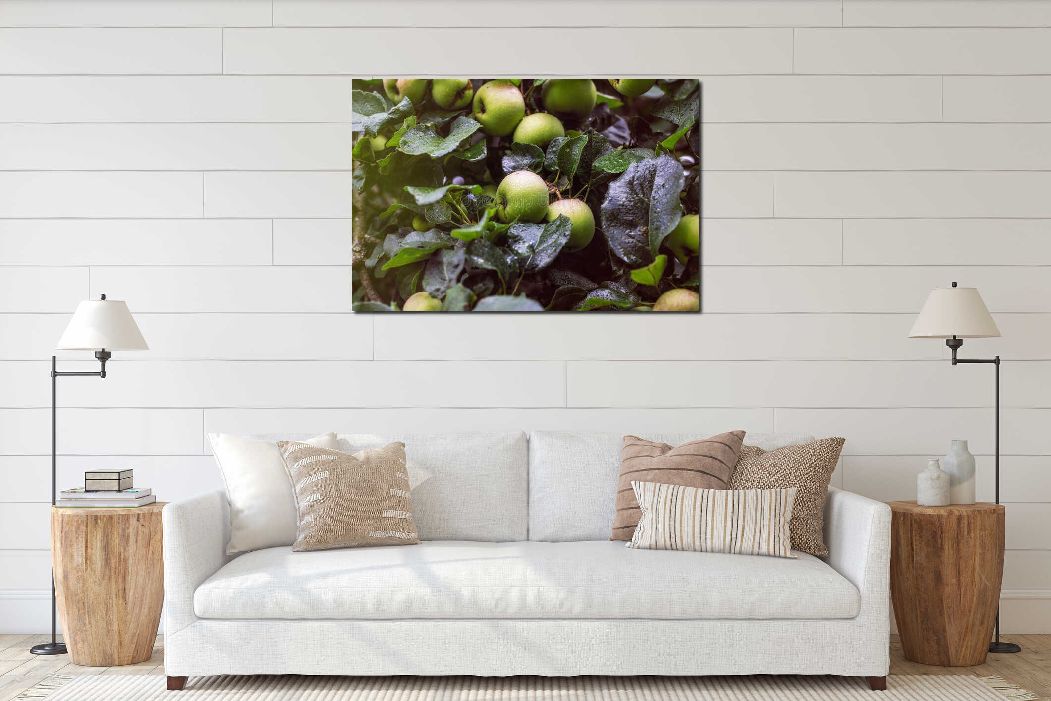 Apple tree. Apples on the tree interior mockup