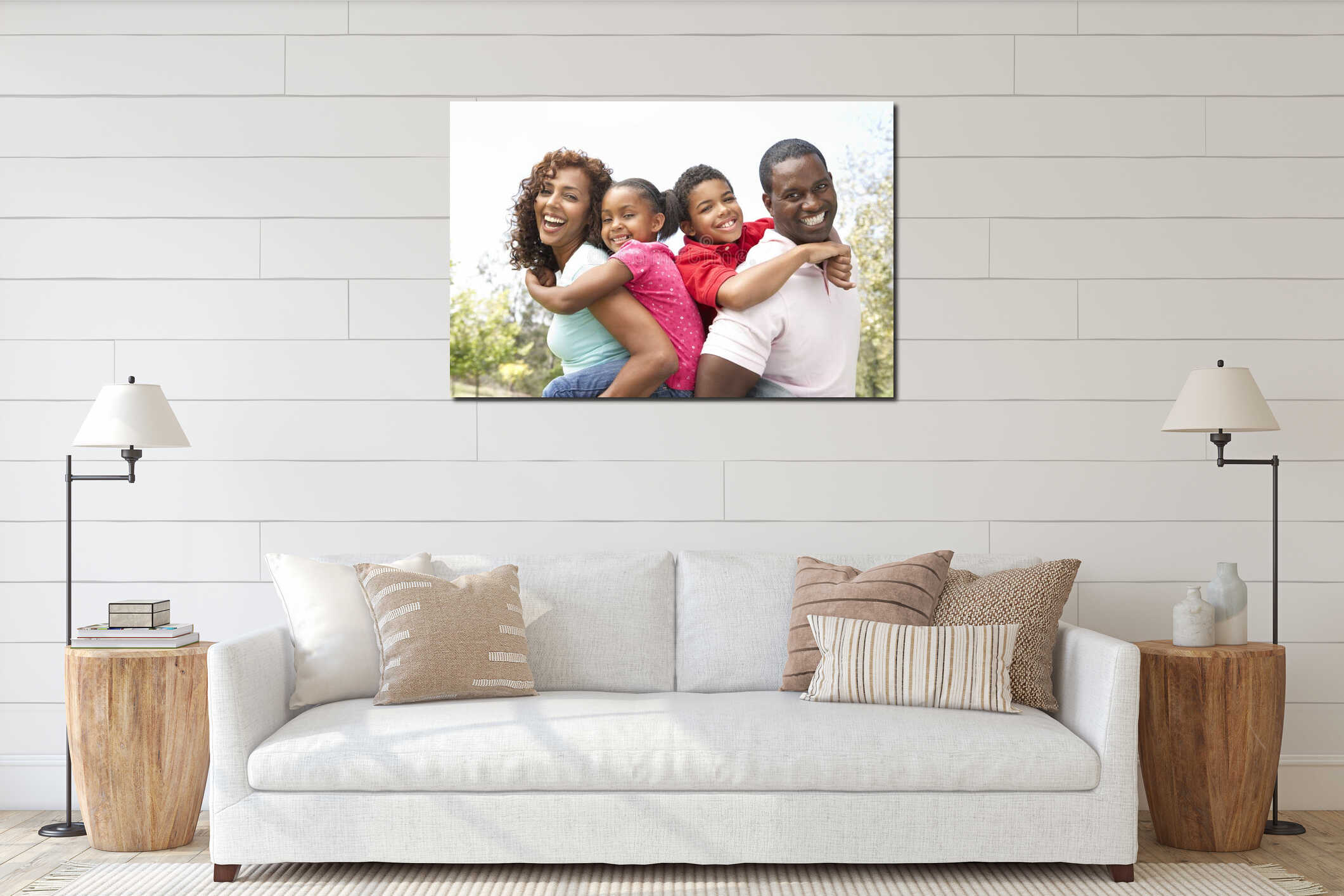 Portrait of Happy Family In Park interior mockup