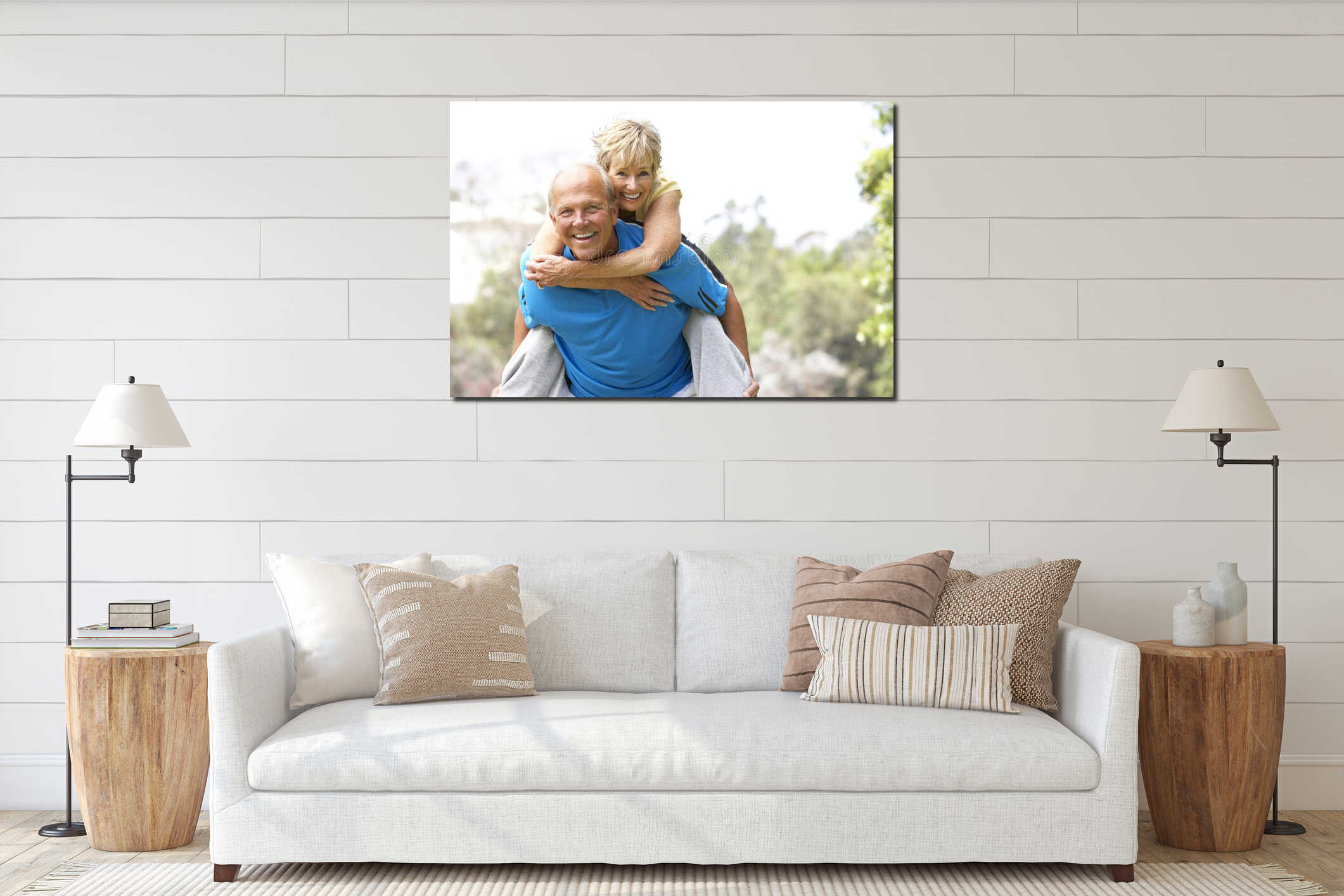 Senior Couple Exercising In Park interior mockup