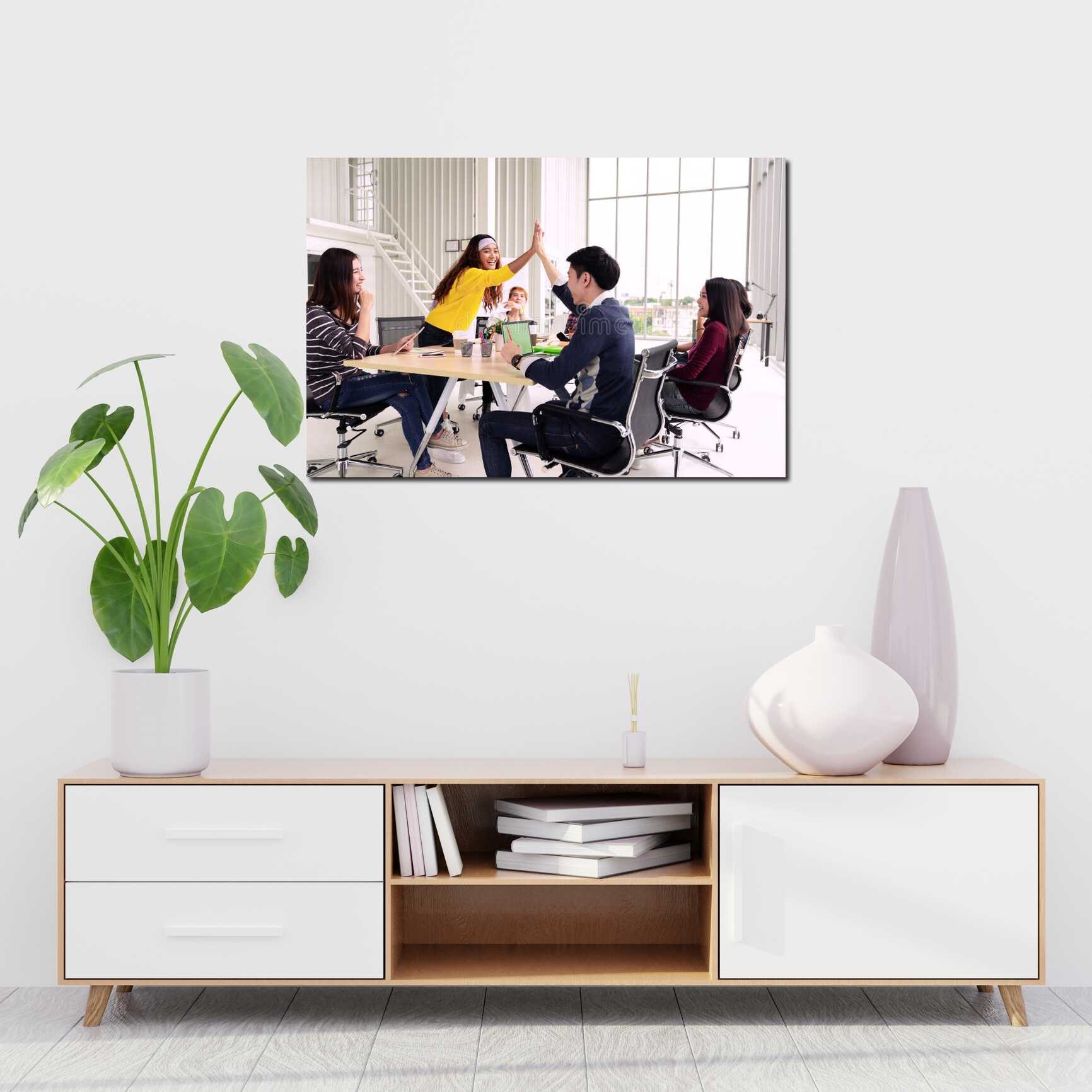 Canvas above sofa for size context