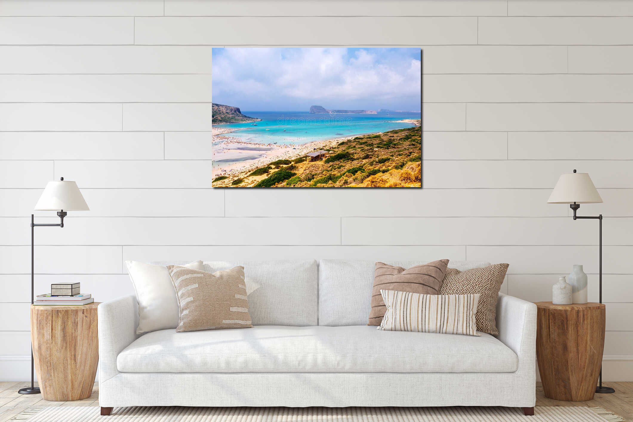sea landscape, view from above island Balos, Lagoon. Crete, Greece beaches. Perfect holiday interior mockup