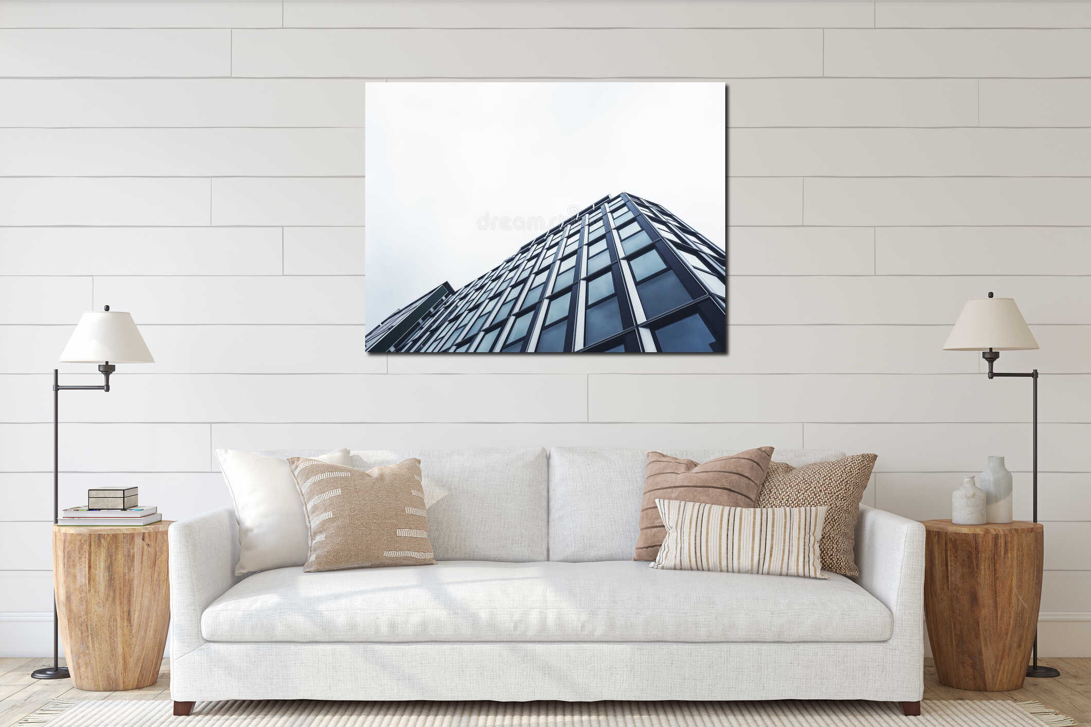 Architecture detail Glass facade Modern building perspective interior mockup