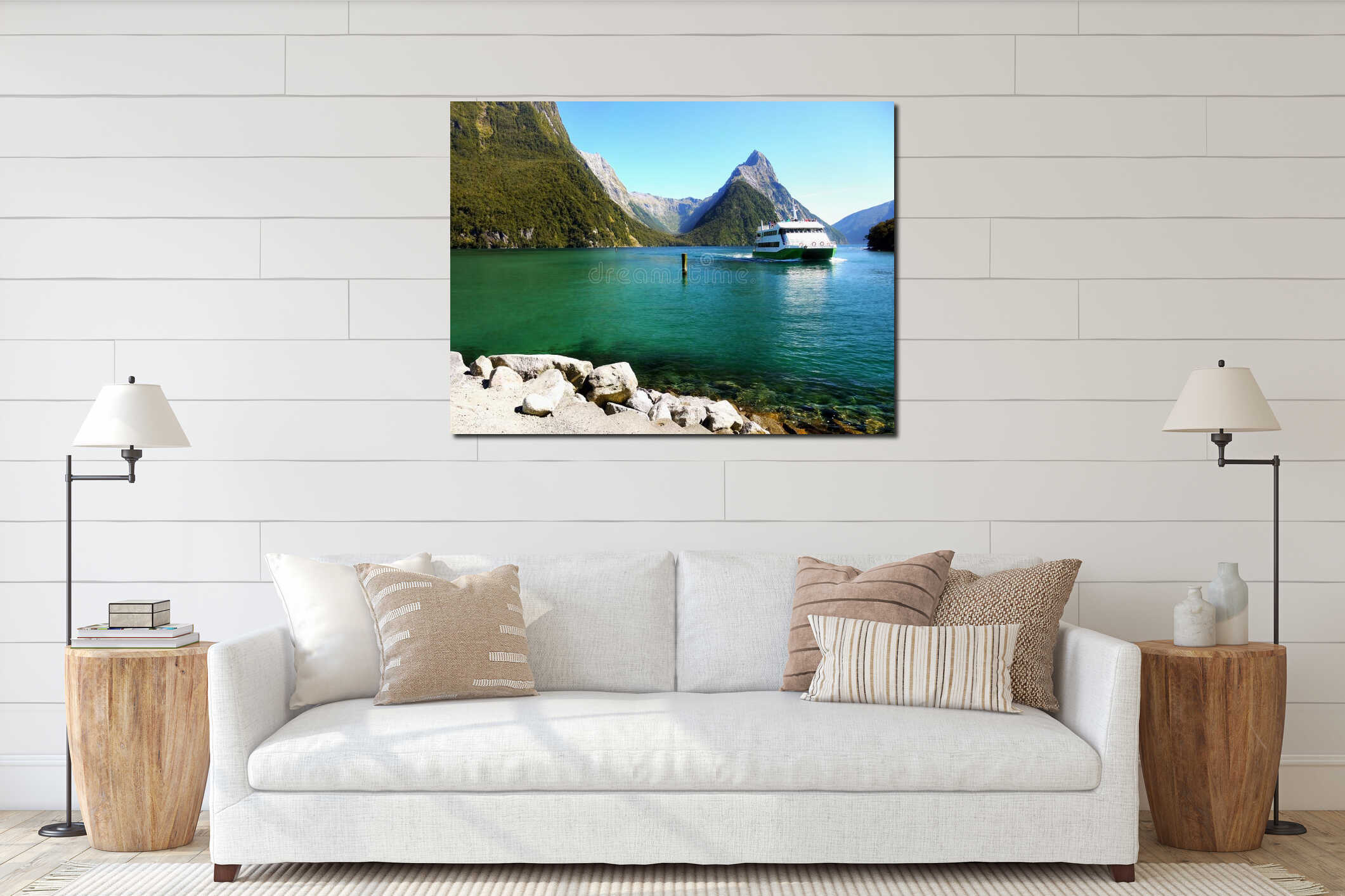 New Zealand, Scenic Fjord Landscape, Milford Sound Cruise interior mockup