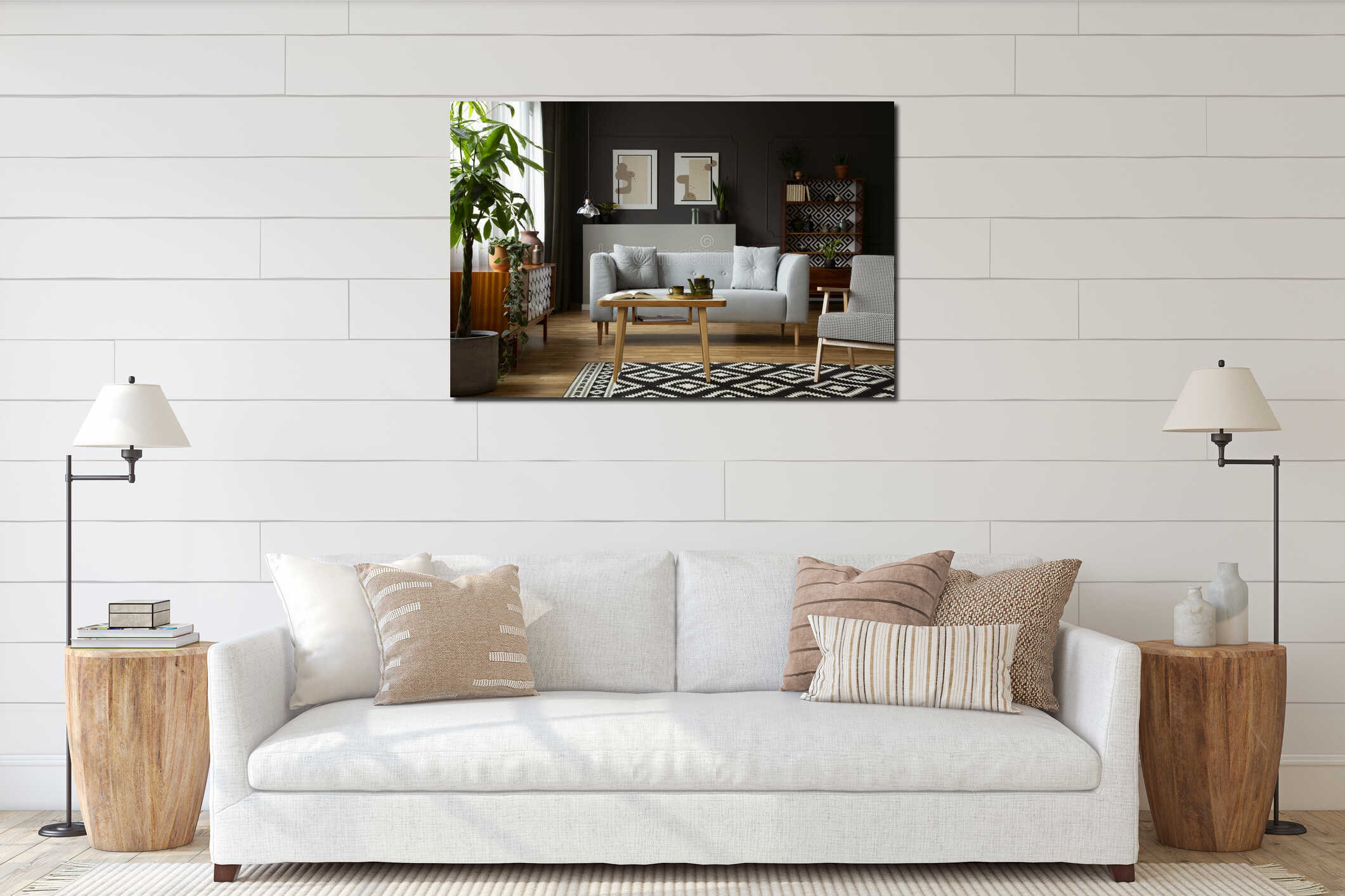 Canvas hanging interior mockup