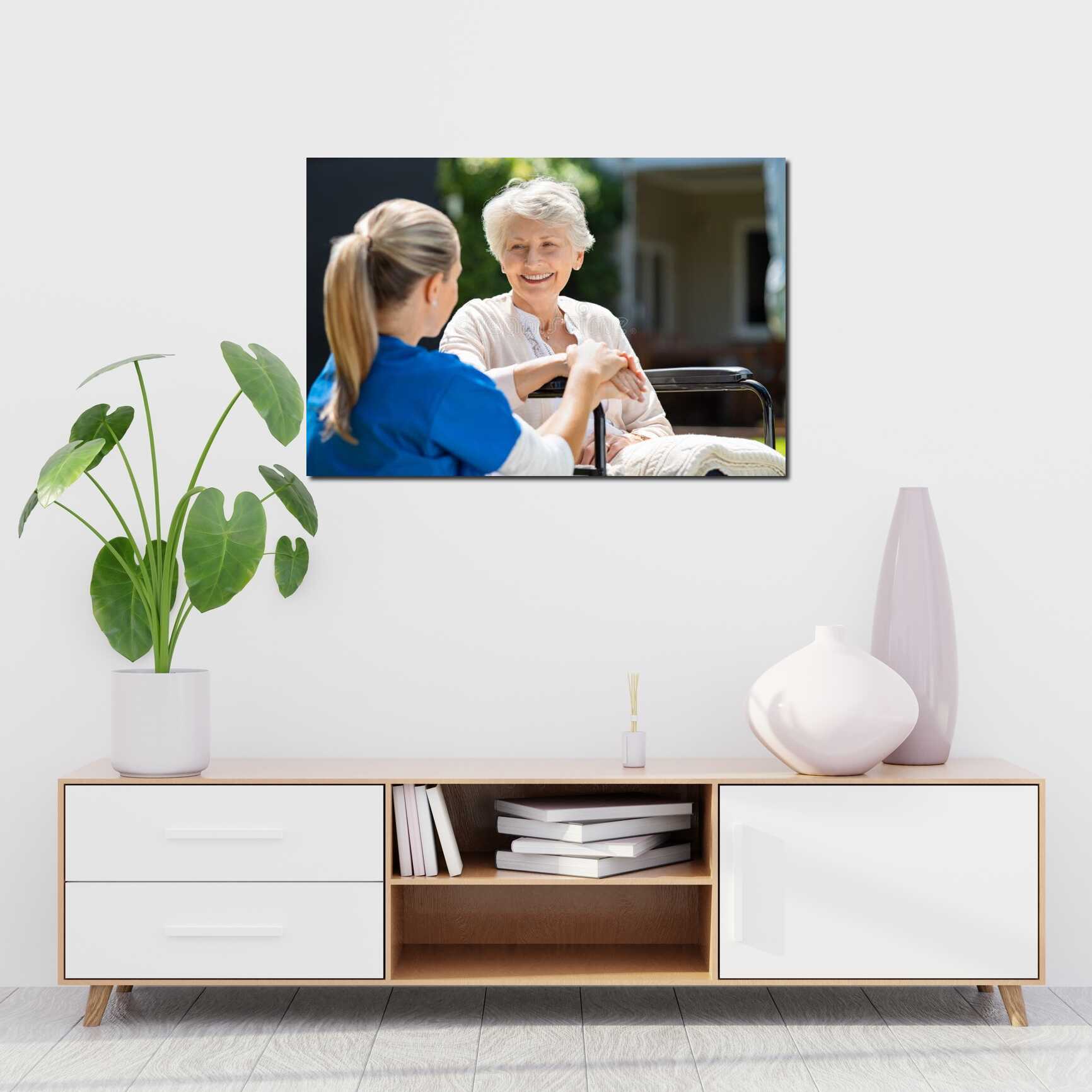 Canvas above sofa for size context