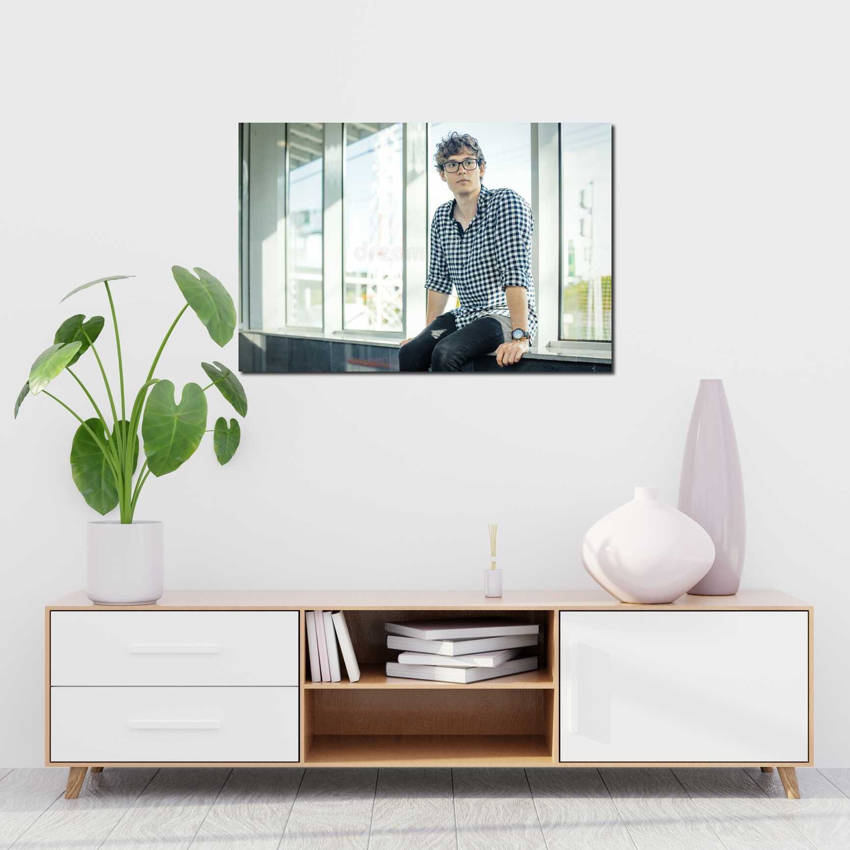 Canvas above sofa for size context