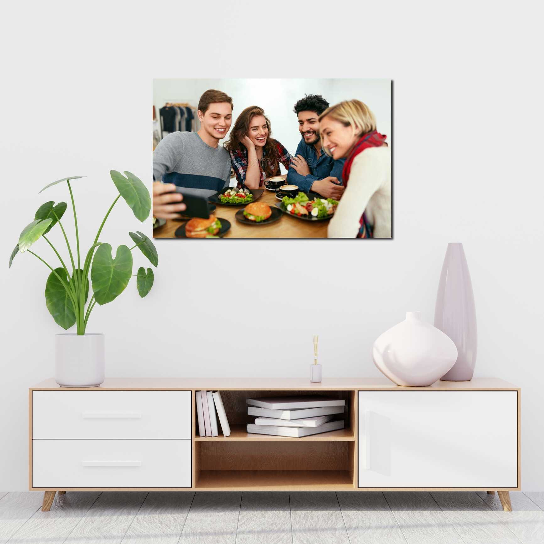 Canvas above sofa for size context