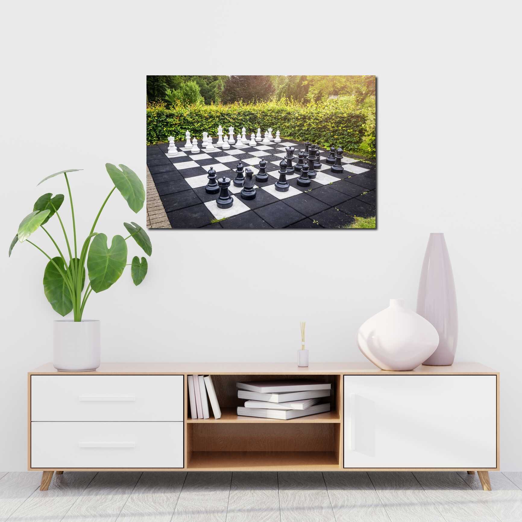 Canvas above sofa for size context