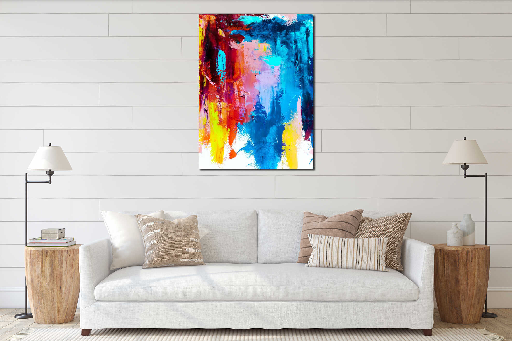 Canvas hanging interior mockup