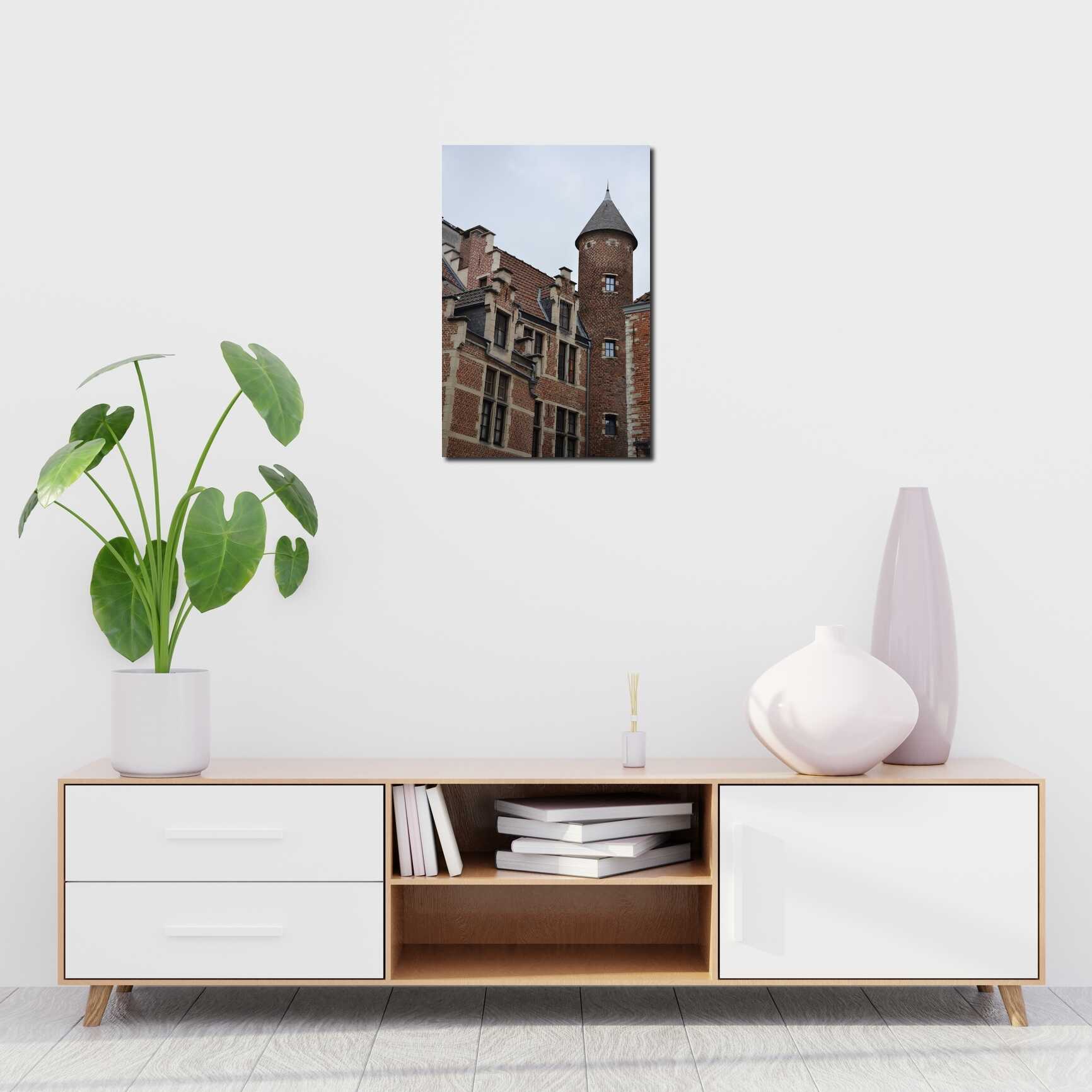 Canvas above sofa for size context