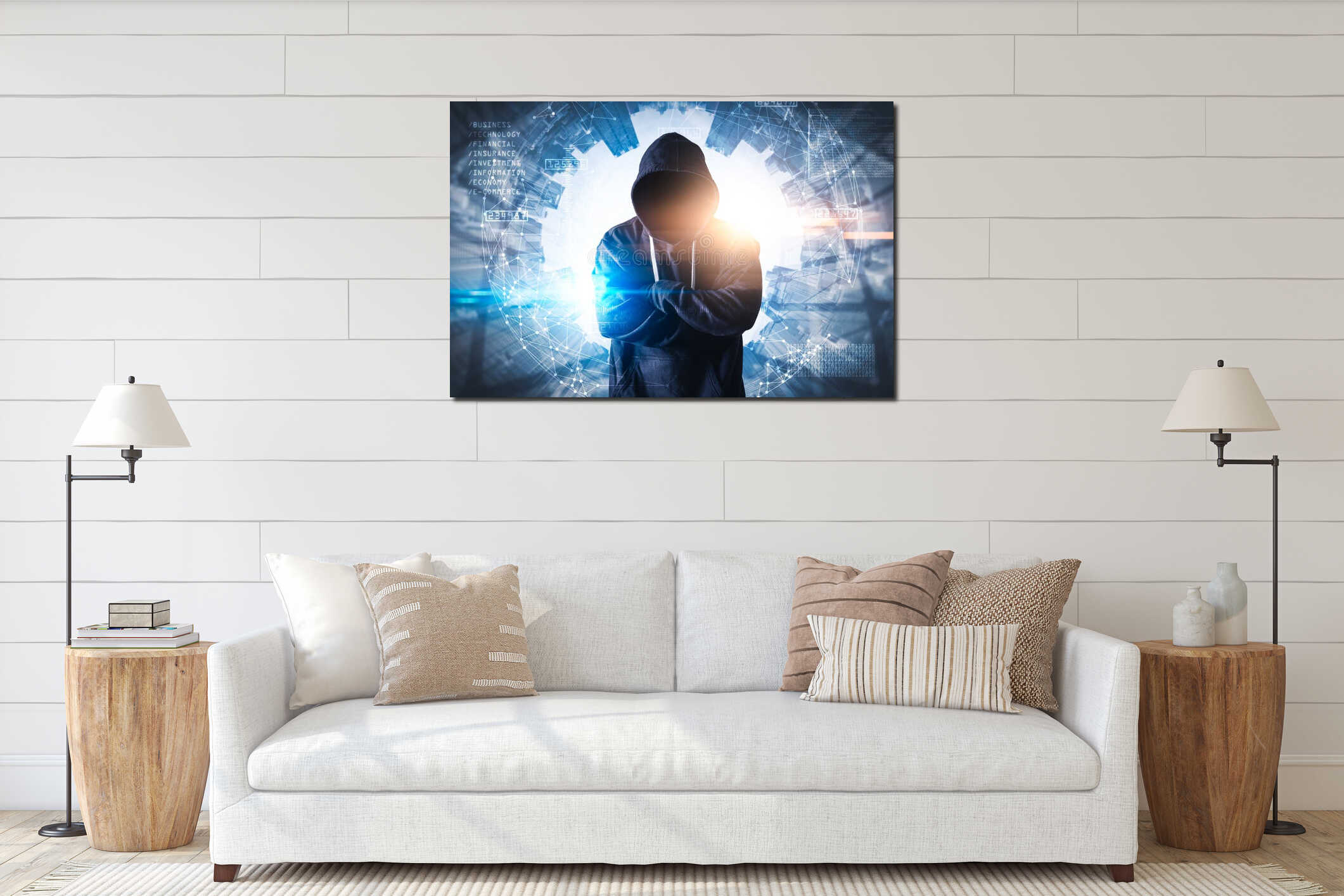 Canvas hanging interior mockup