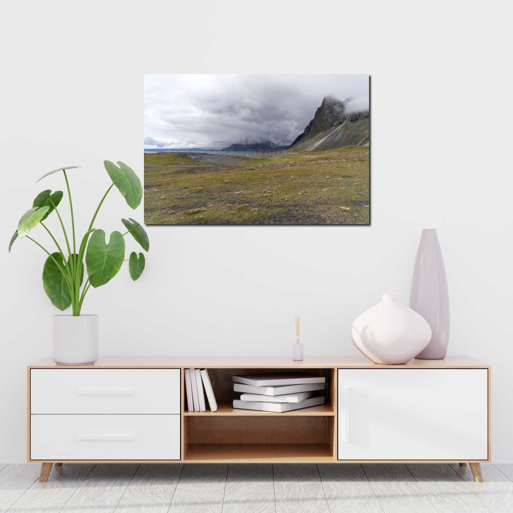 Canvas above sofa for size context