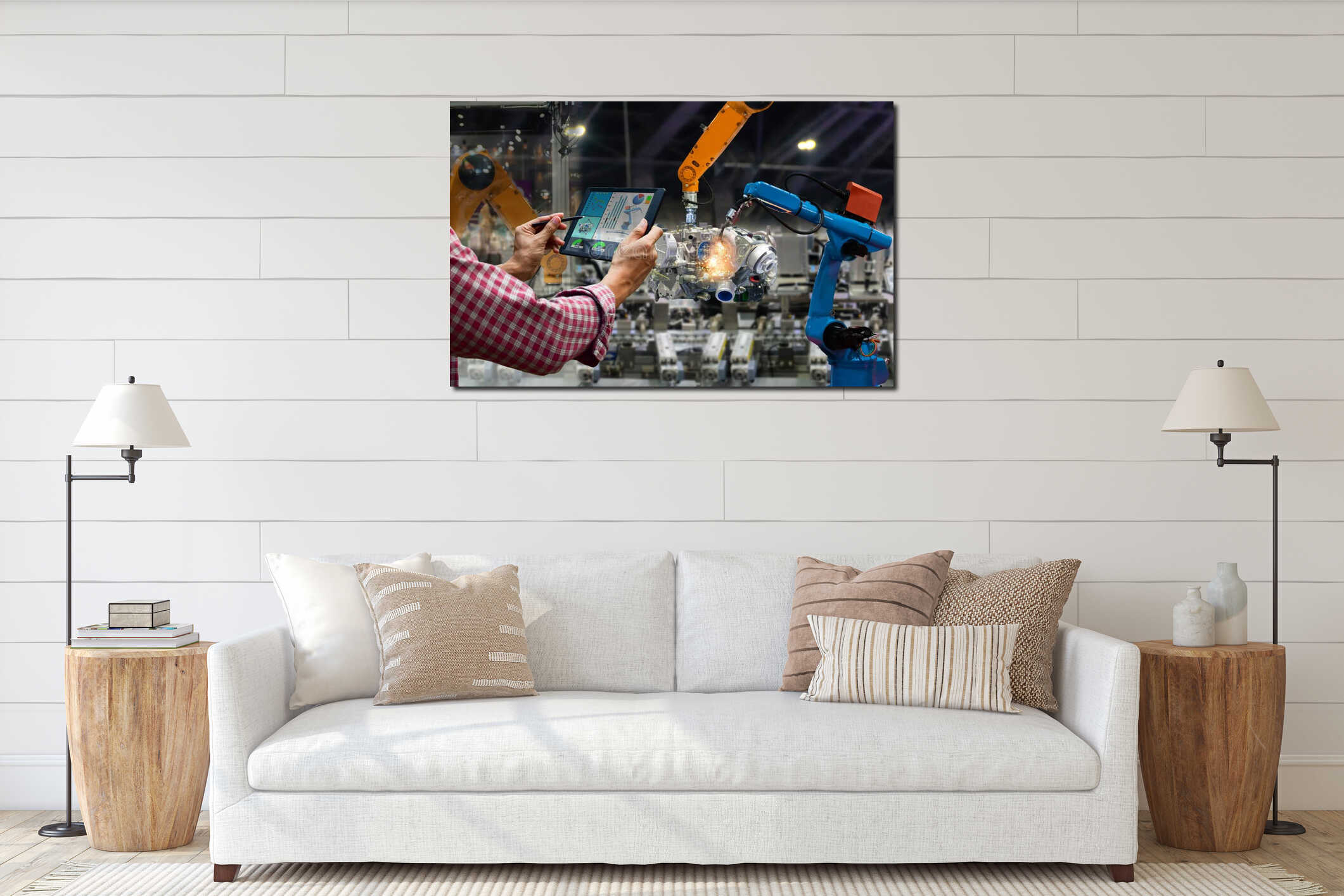 Canvas hanging interior mockup