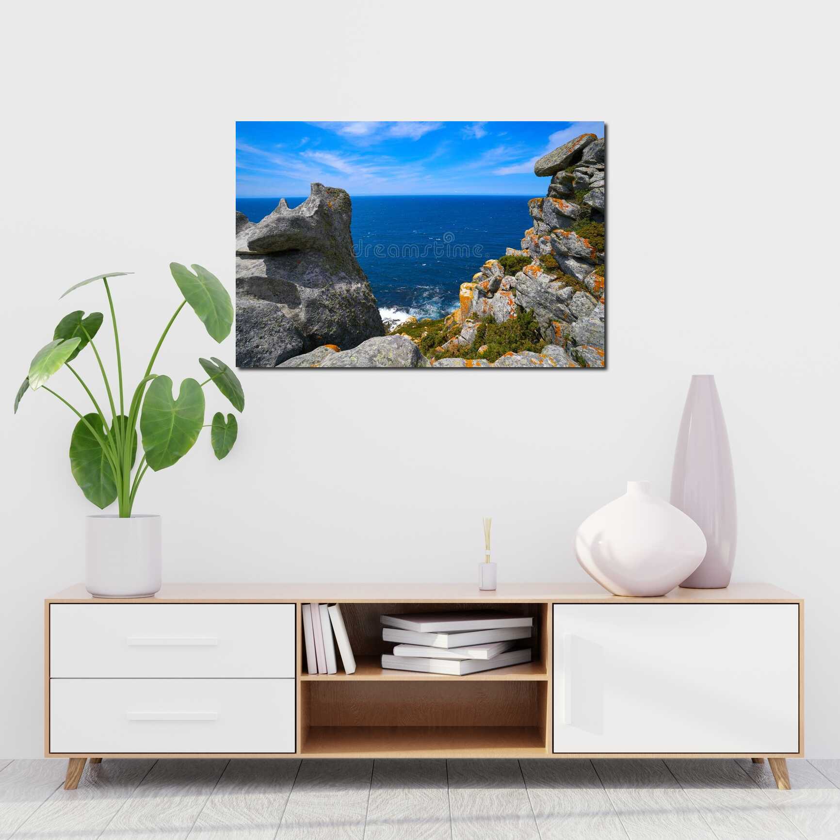 Canvas above sofa for size context