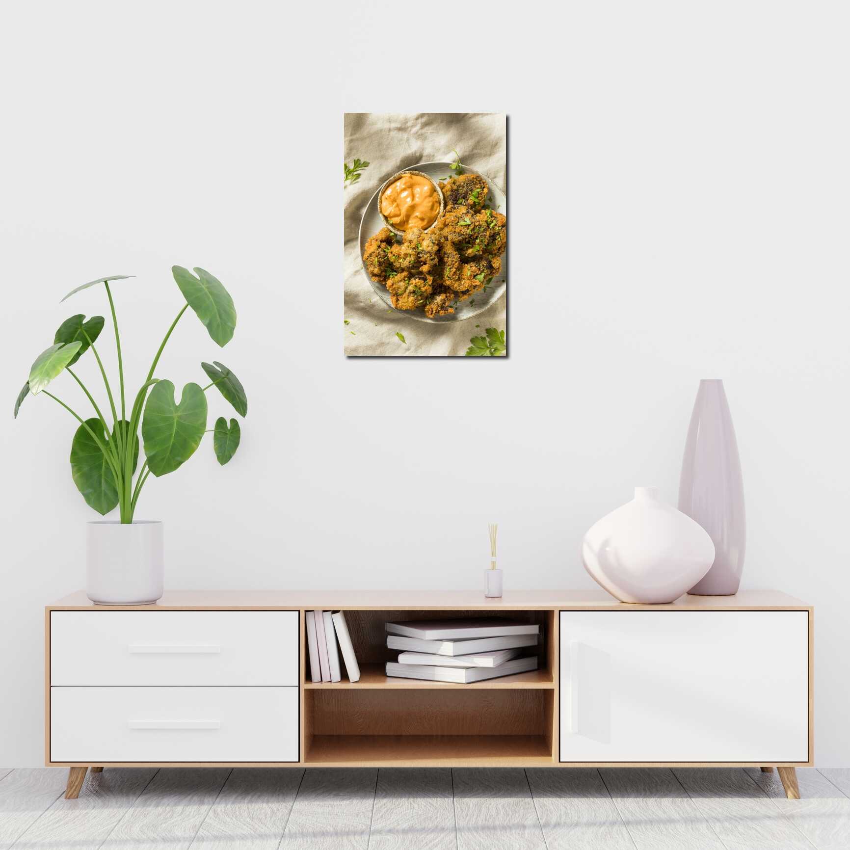 Canvas above sofa for size context