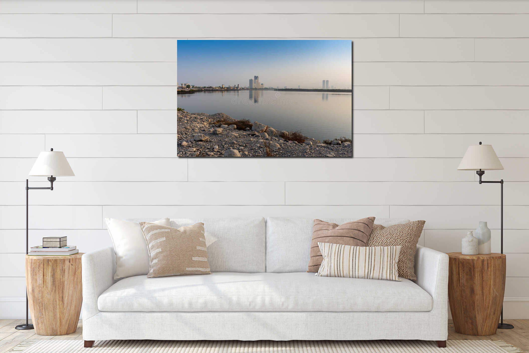 Sunrise in Ras Al Khaimah along the Corniche interior mockup