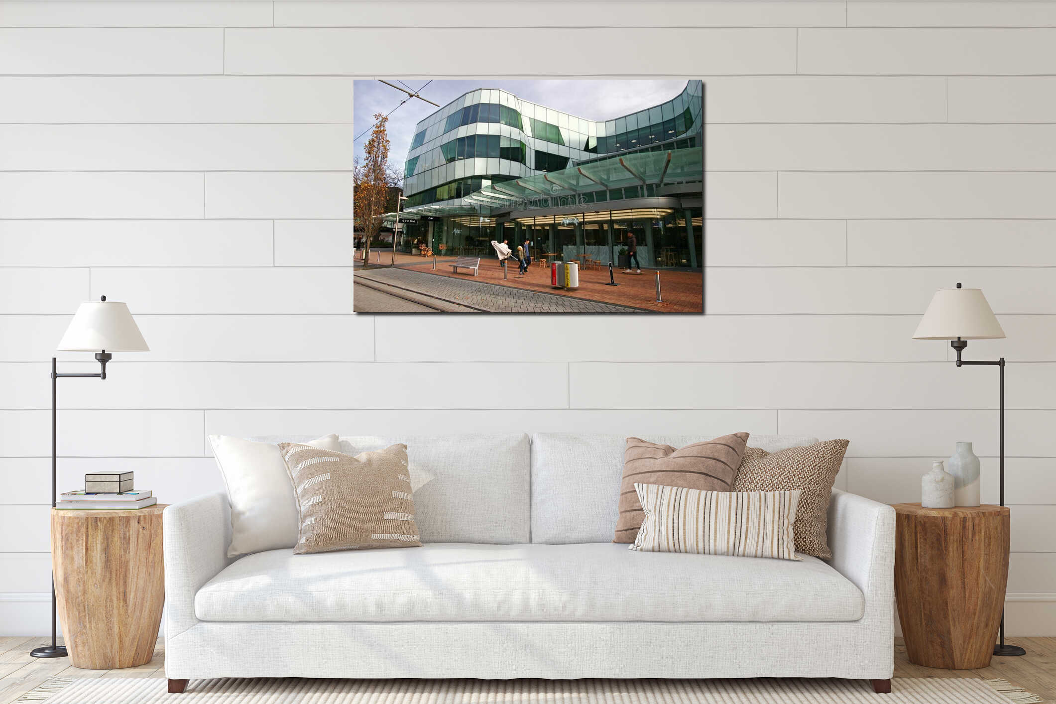 Contemporary retail building of ANZ Centre in Christchurch CBD, New Zealand interior mockup
