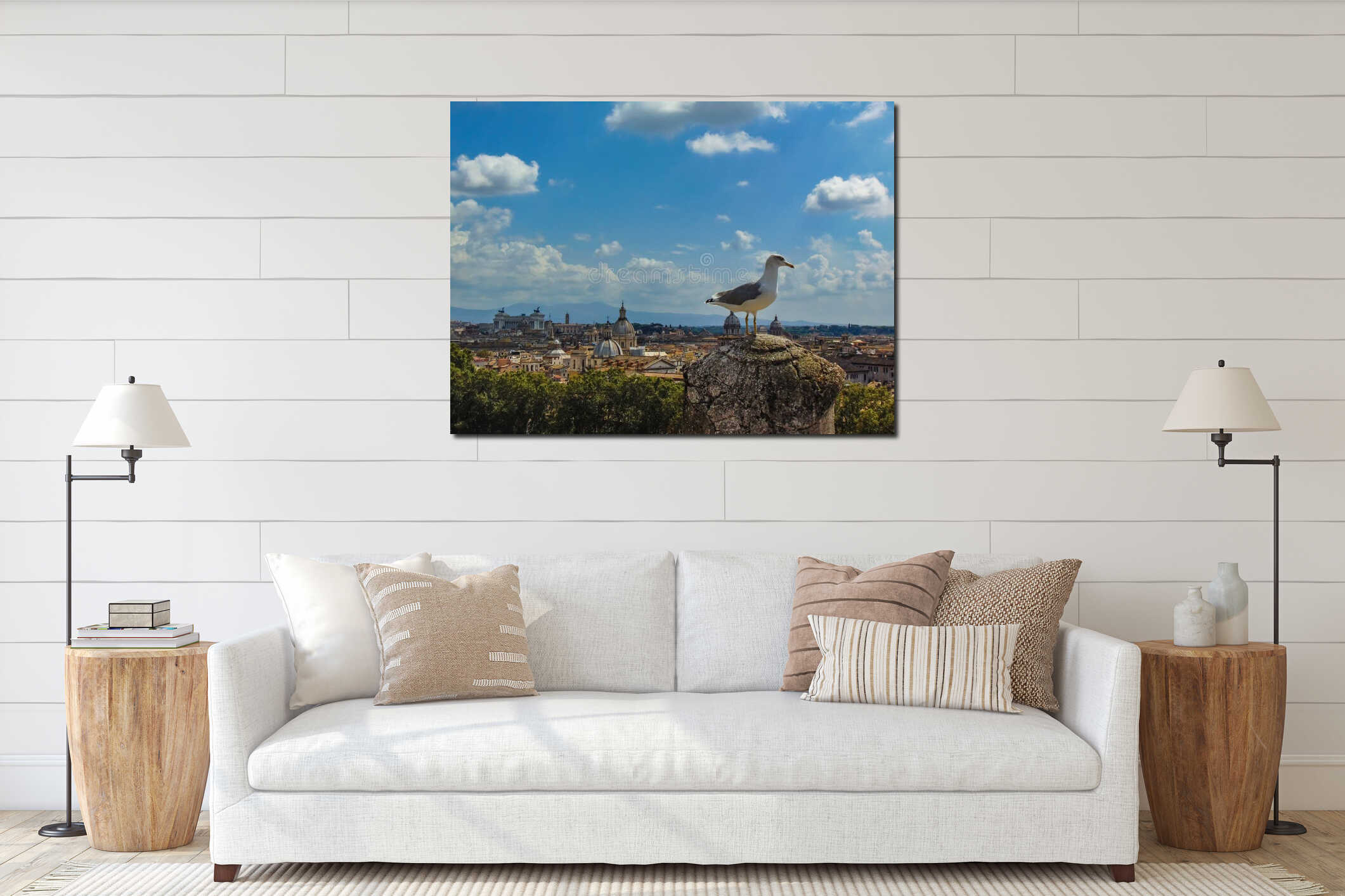 Seagull In Rome. interior mockup