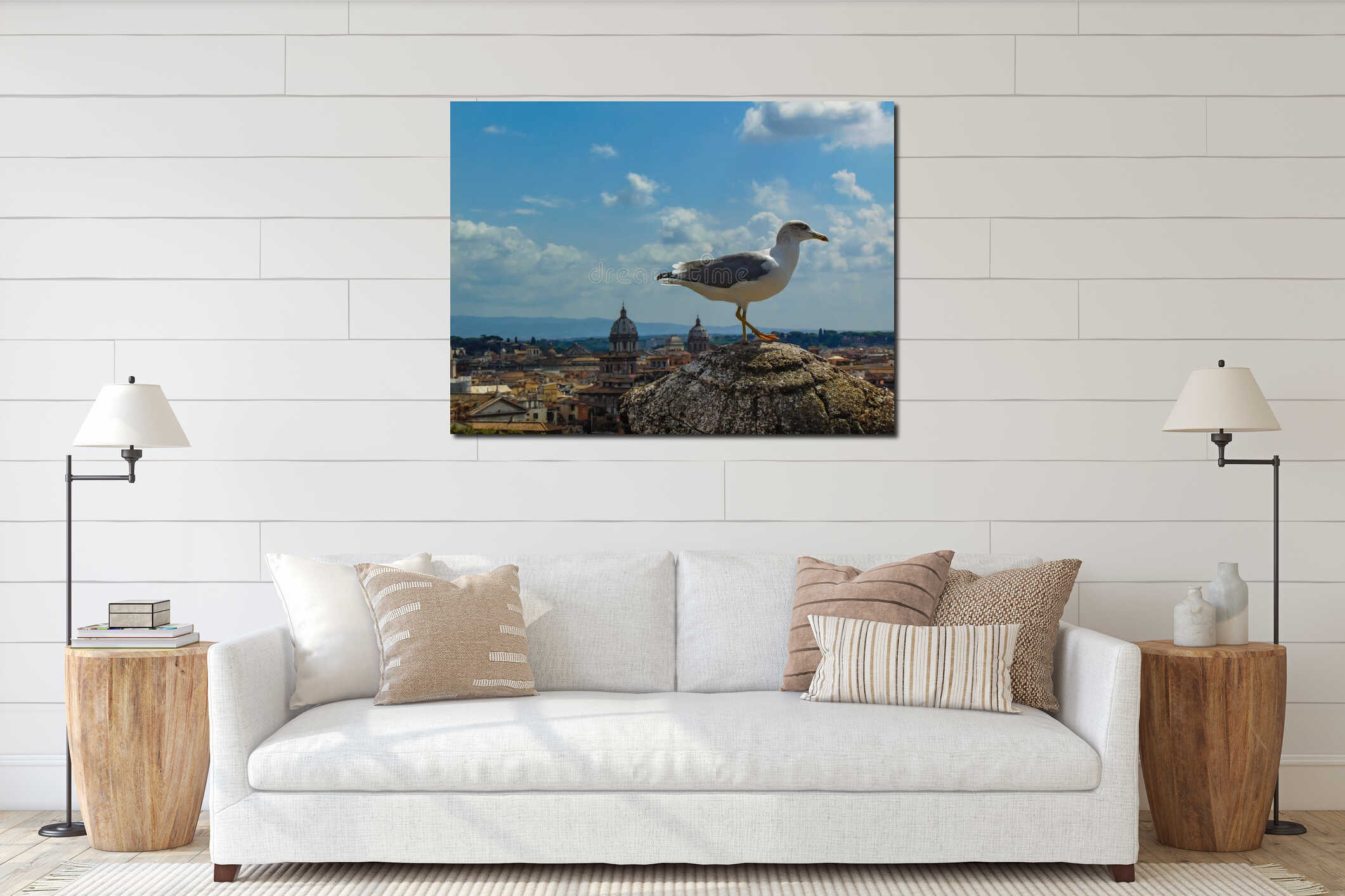 Seagull In Rome. interior mockup