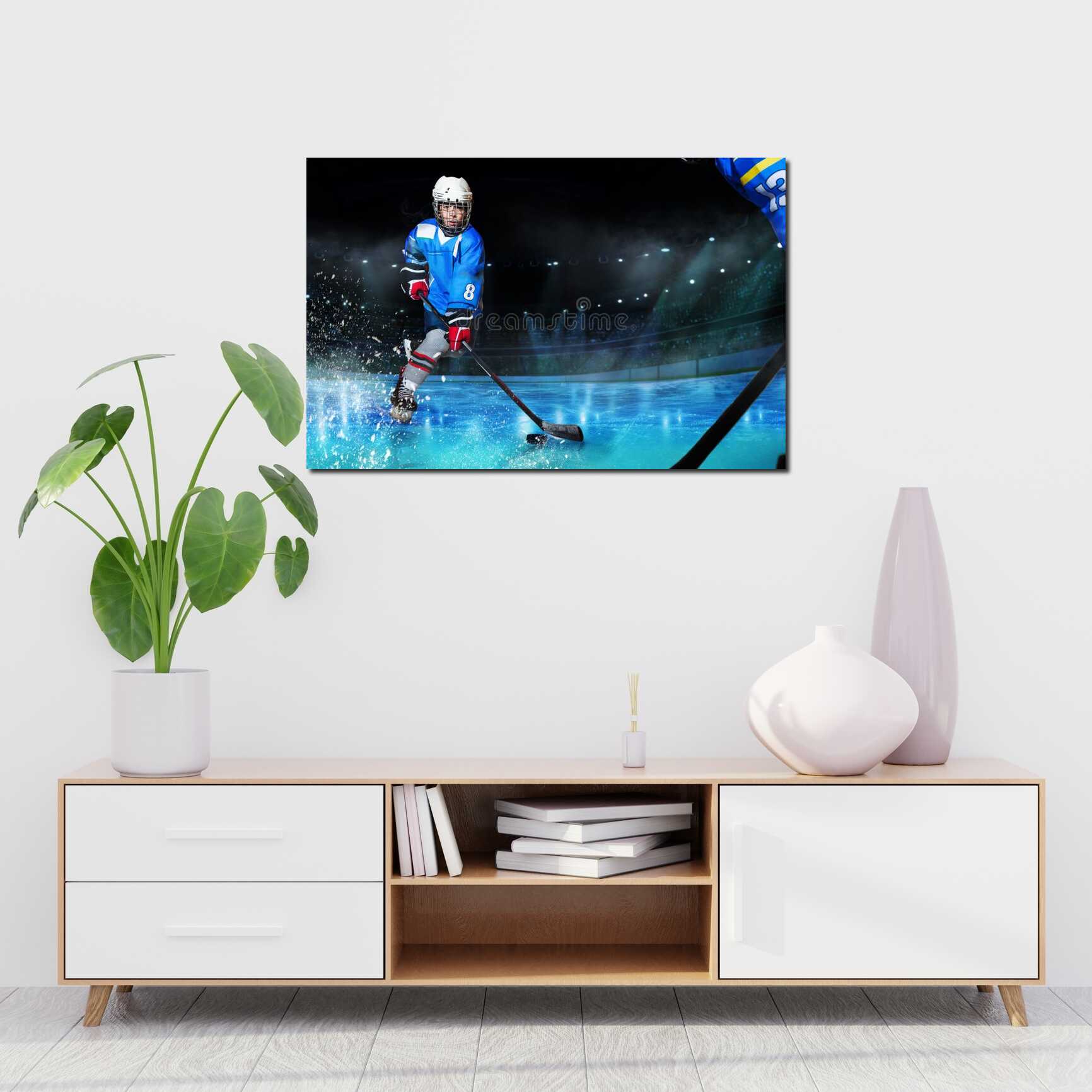 Canvas above sofa for size context