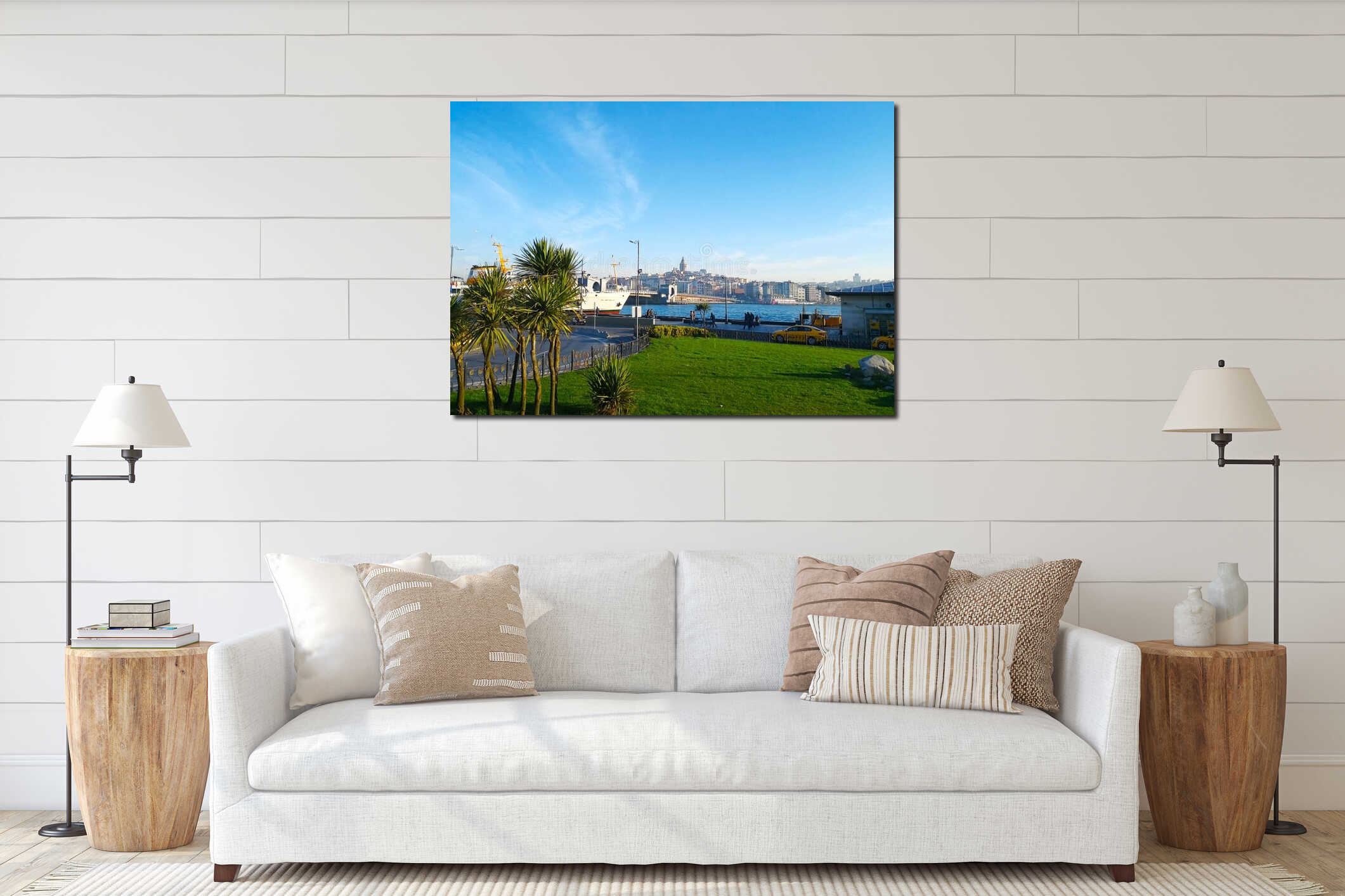 Istanbul, Turkey-March 31, 2018: The ferry port, take the car in interior mockup