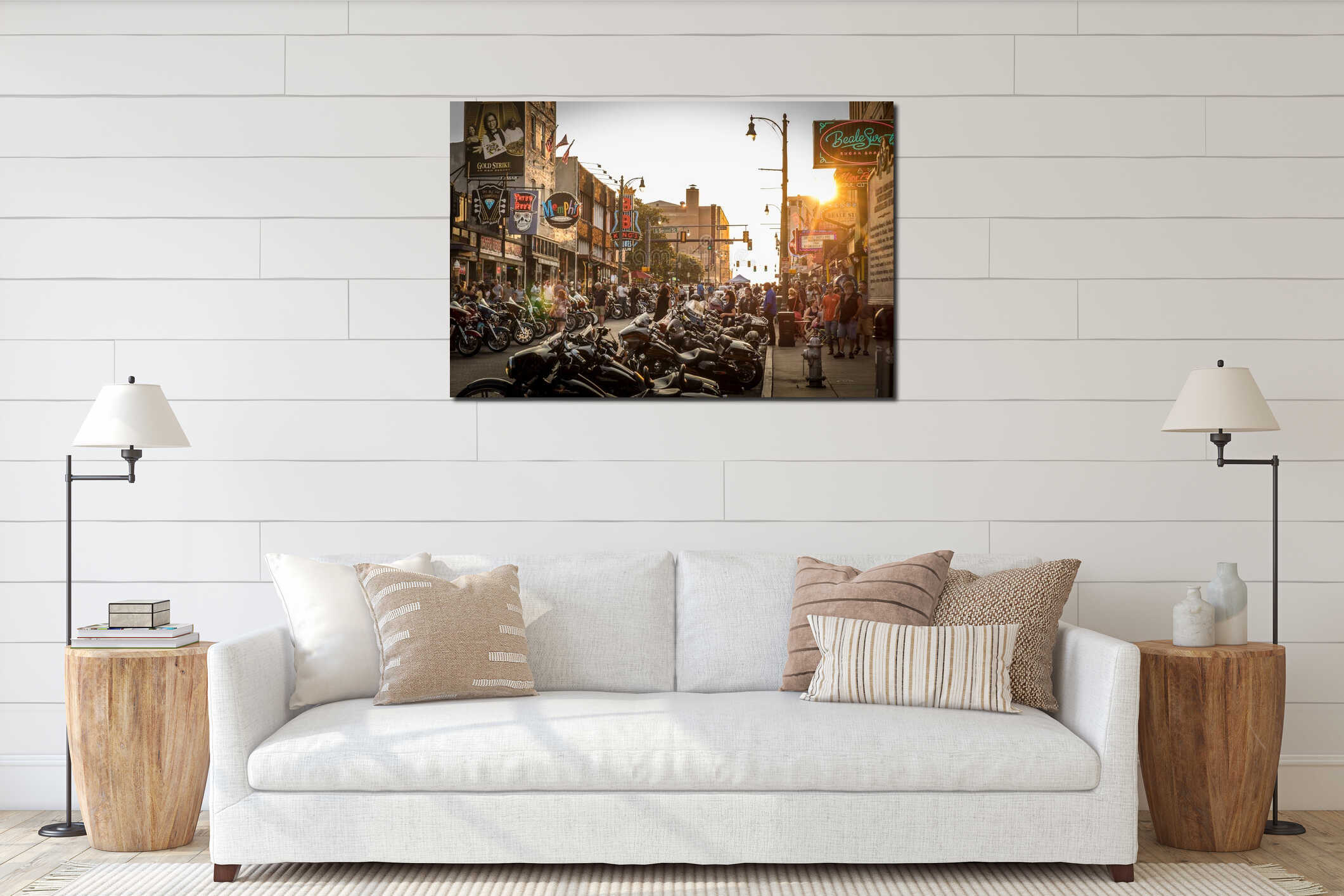 Biker gathering in Beale street, Memphis interior mockup