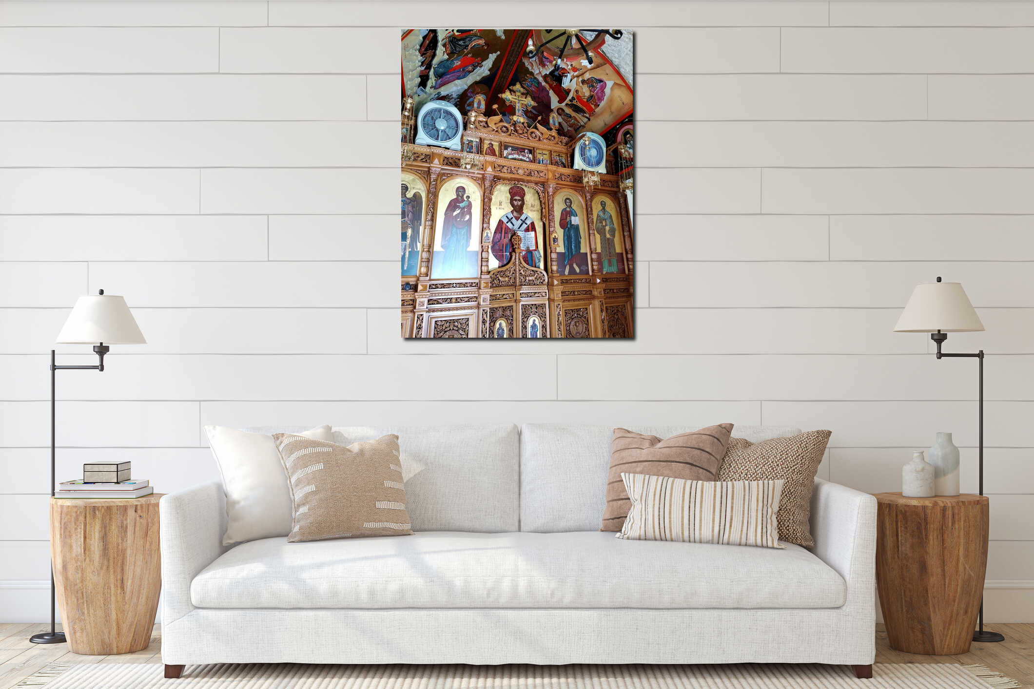 Small greek church interior mockup