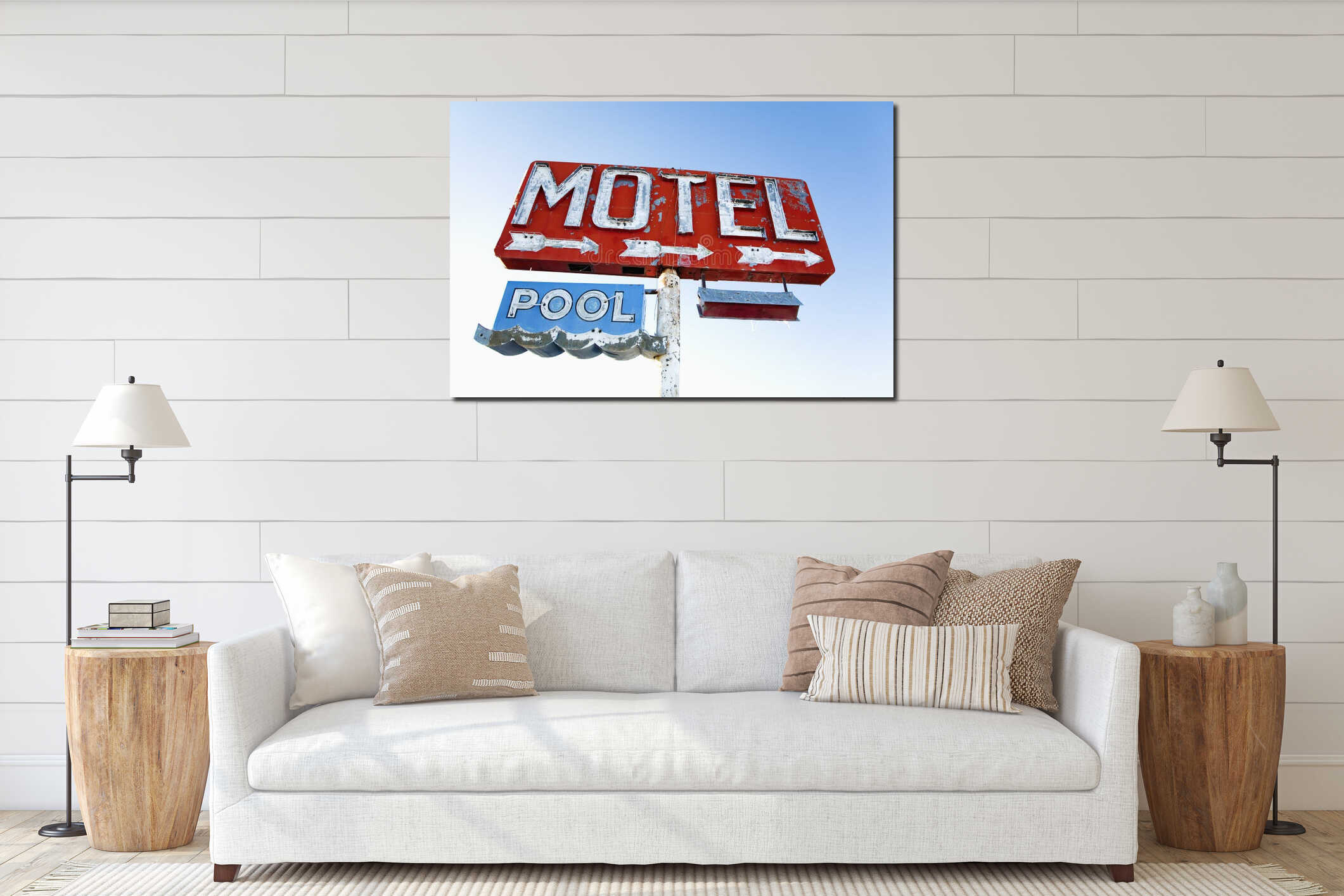 Weathered Retro Motel Sign interior mockup