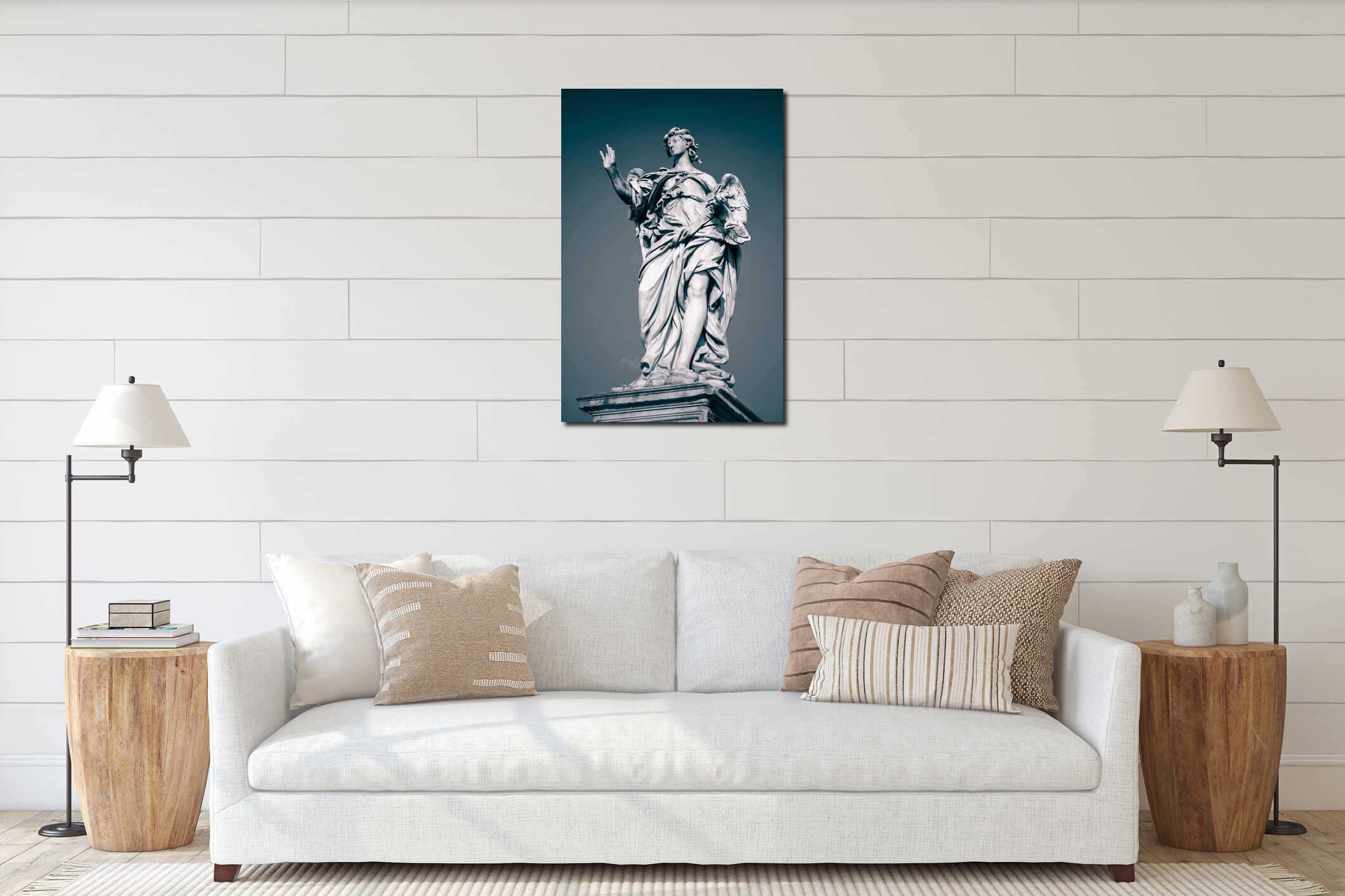 Statue of Angel with the Nails. Rome, Italy interior mockup