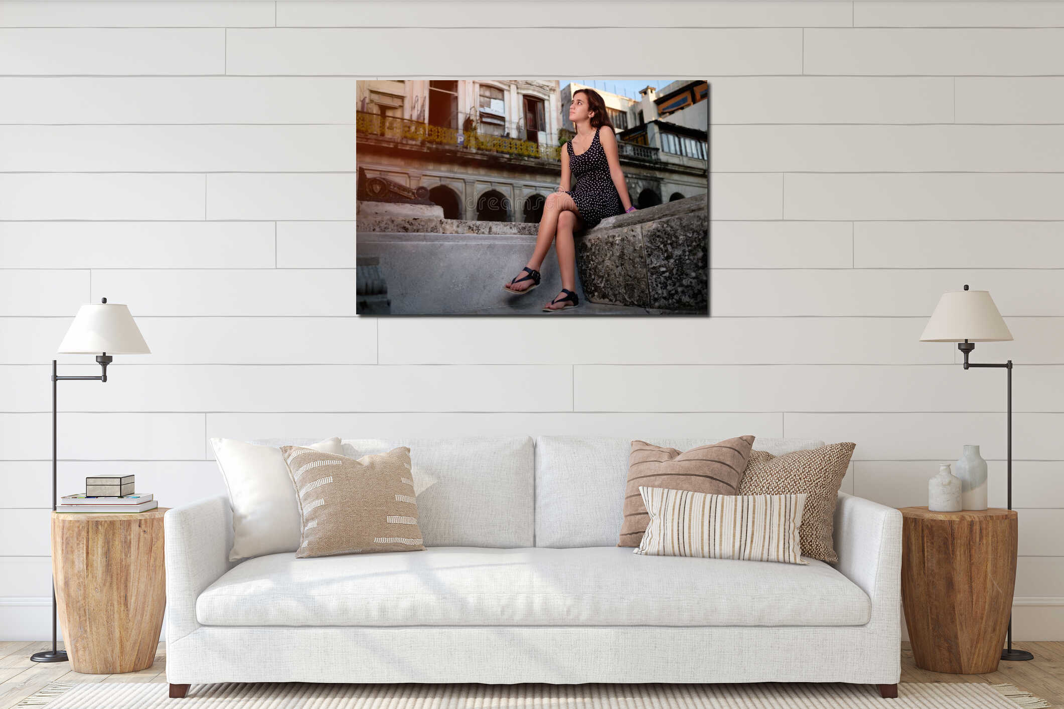 Canvas hanging interior mockup